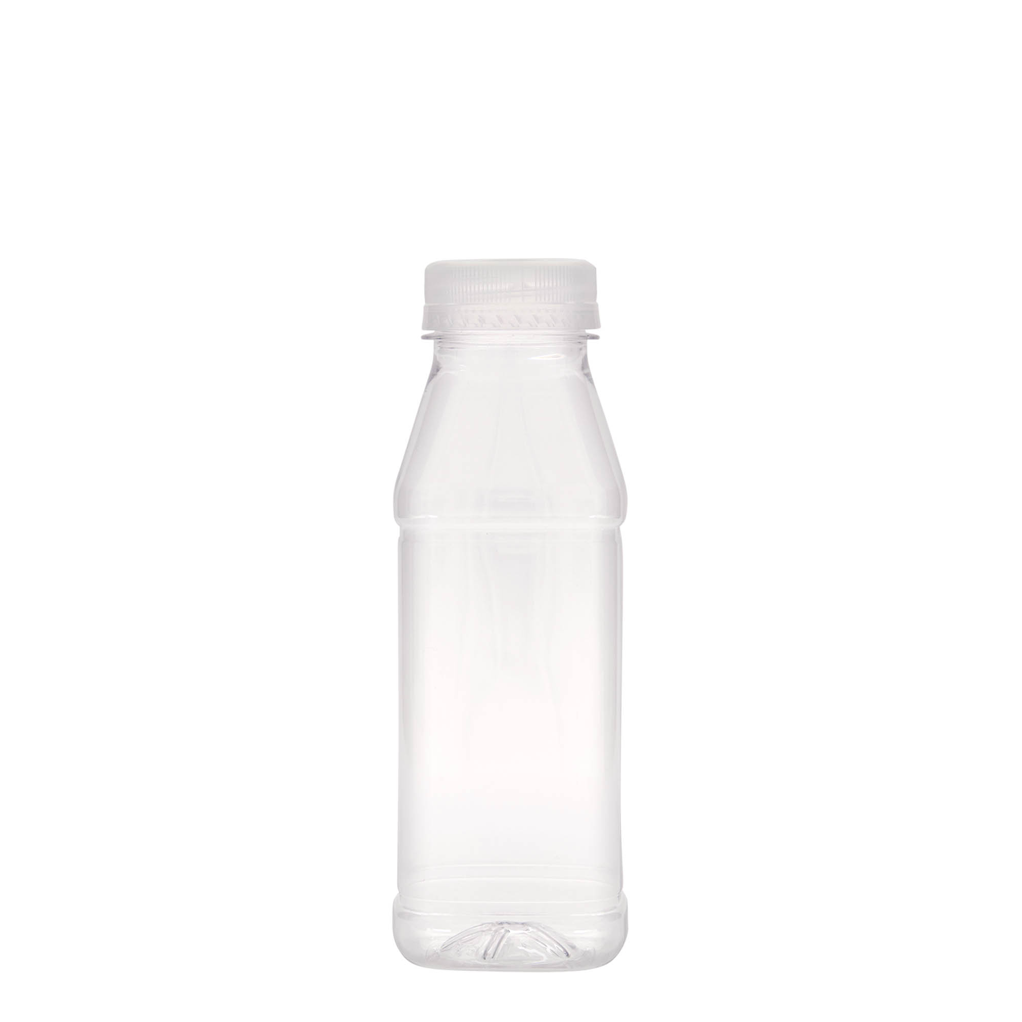 Garrafa PET de 330 ml 'Milk and Juice Carré', quadrada, plástico, boca: 38 mm Garrafa PET de 330 ml 'Milk and Juice Carré', quadrada, plástico, boca: 38 mm