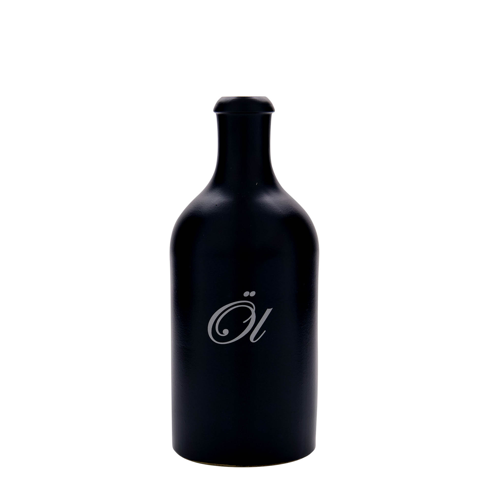 Jarro de barro 500 ml, motivo: óleo, grés, preto, boca: cortiça Jarro de barro 500 ml, motivo: óleo, grés, preto, boca: cortiça