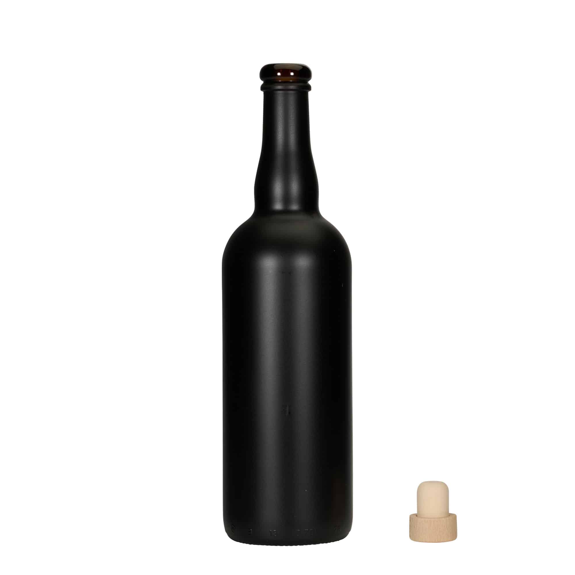 Garrafa de cerveja 750 ml Bélgica, vidro, preto, boca: cortiça