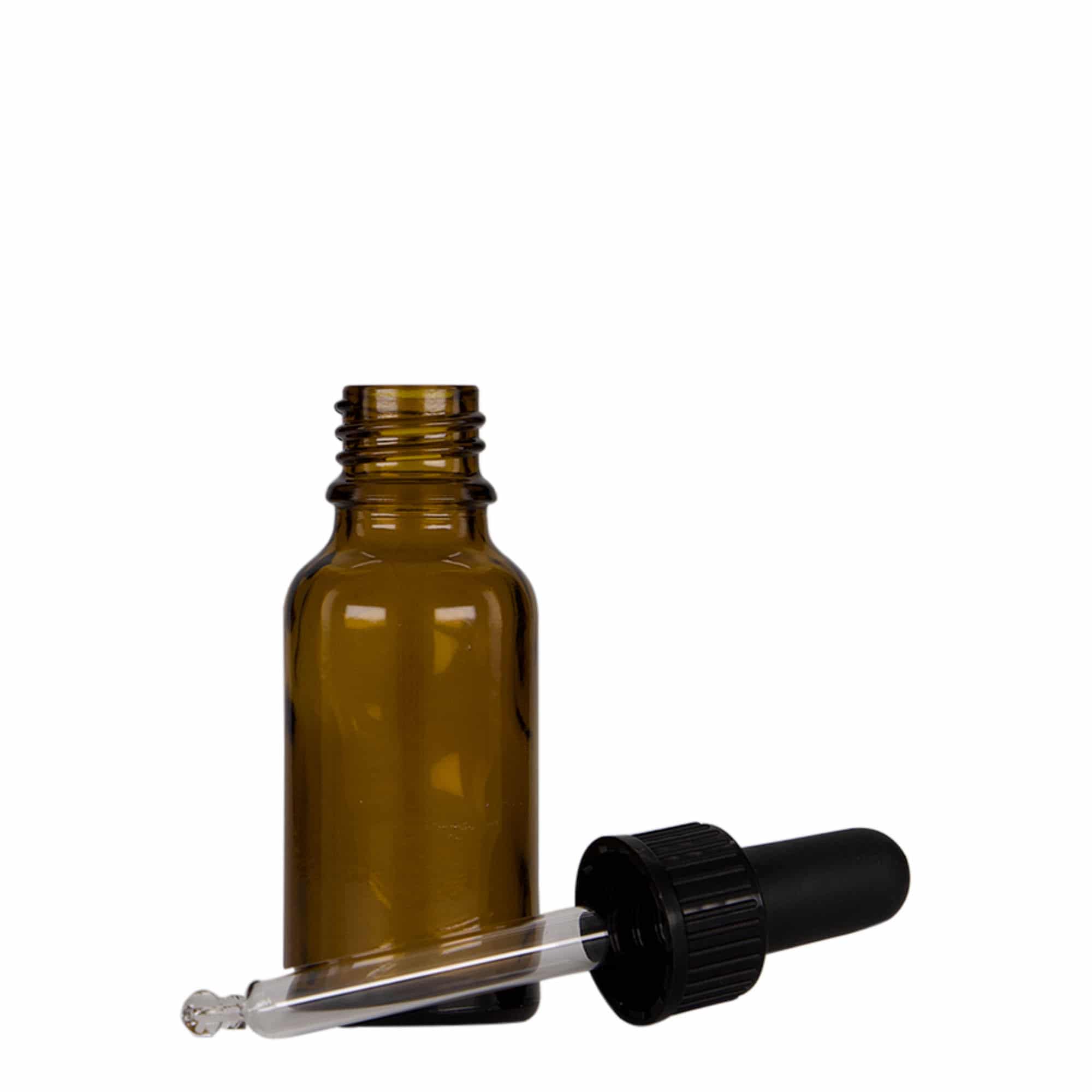 Frasco conta-gotas de 20 ml para medicamentos, vidro, castanho escuro, boca: DIN 18