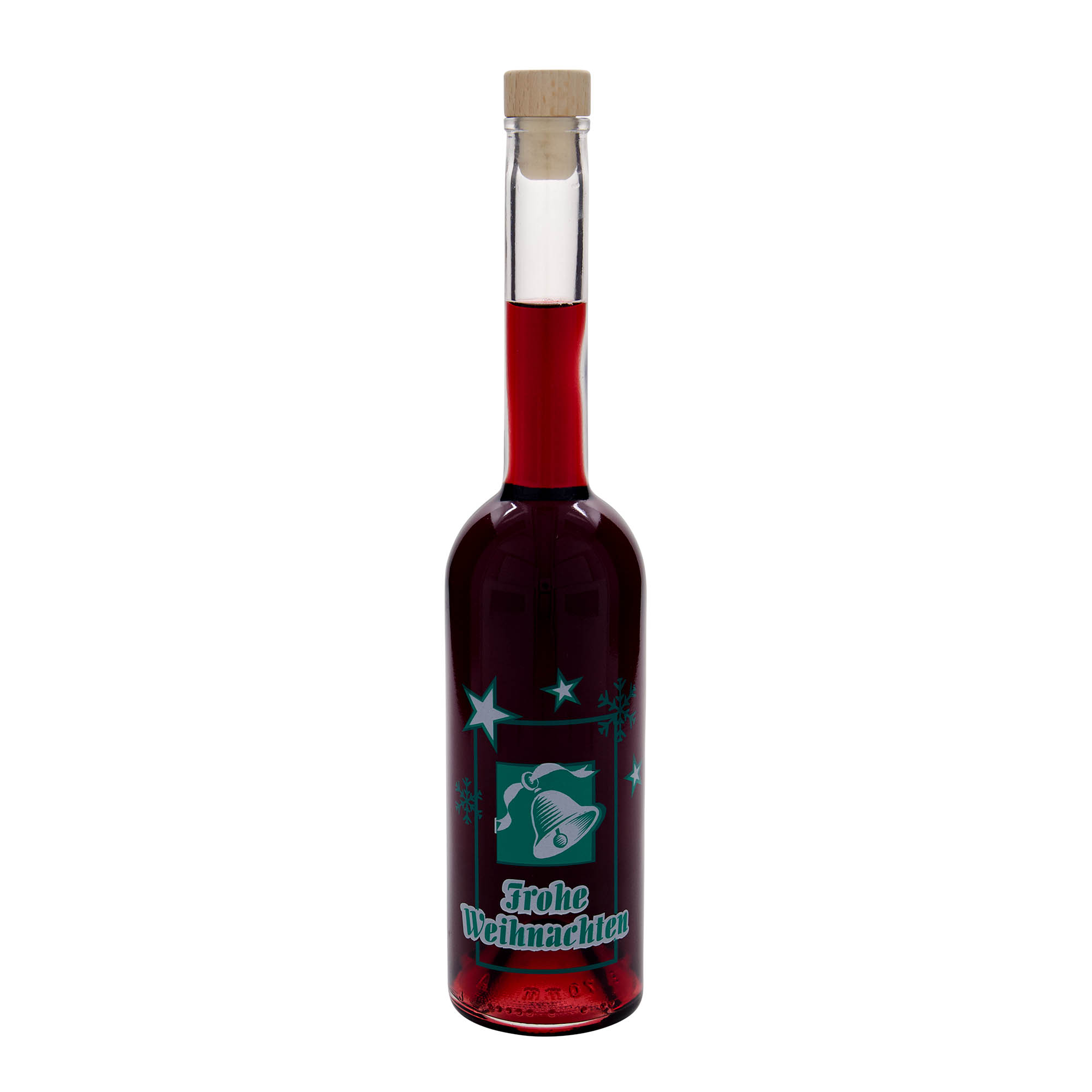 Garrafa de vidro de 500 ml 'Ópera', motivo: Feliz Natal, boca: cortiça