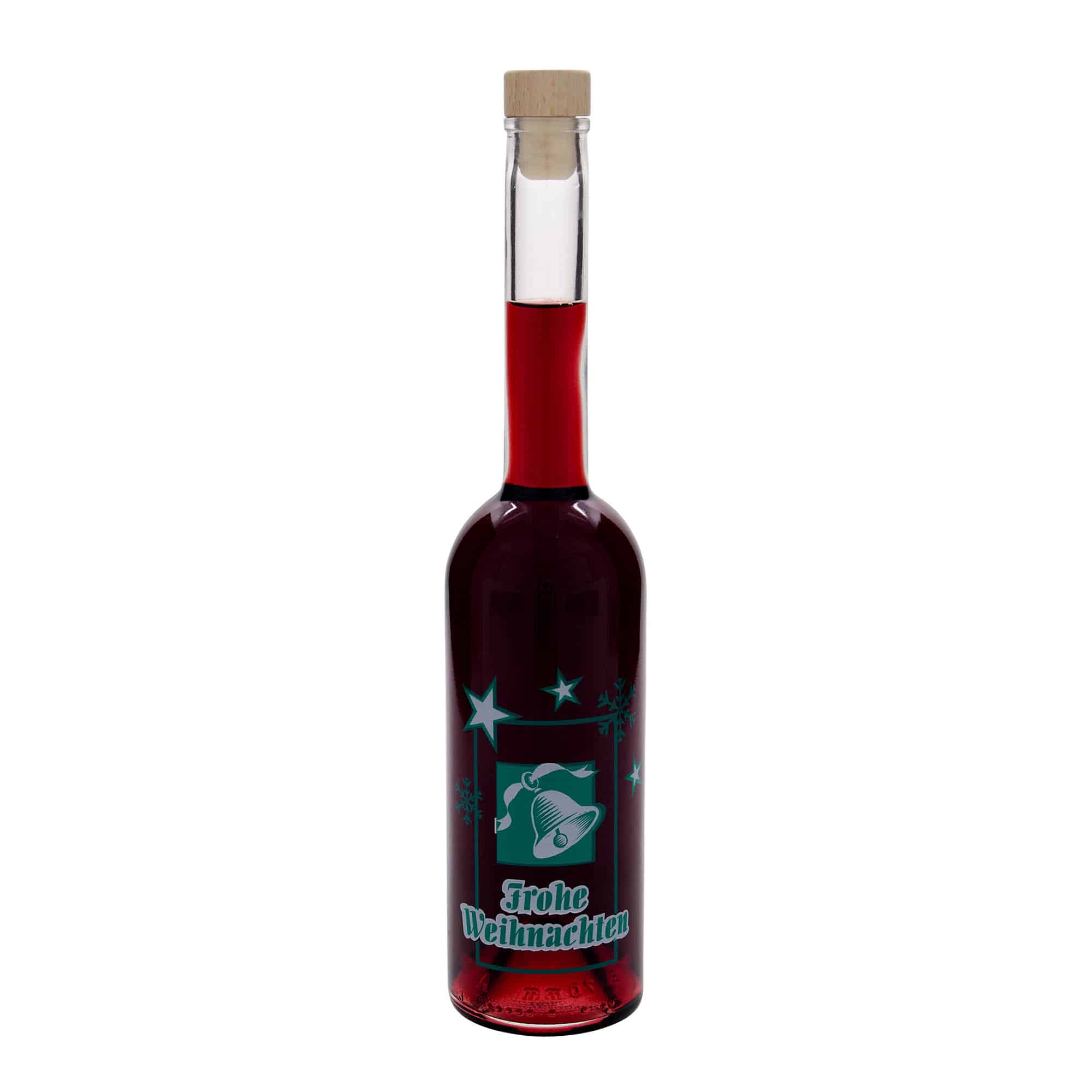 Garrafa de vidro de 500 ml 'Ópera', motivo: Feliz Natal, boca: cortiça