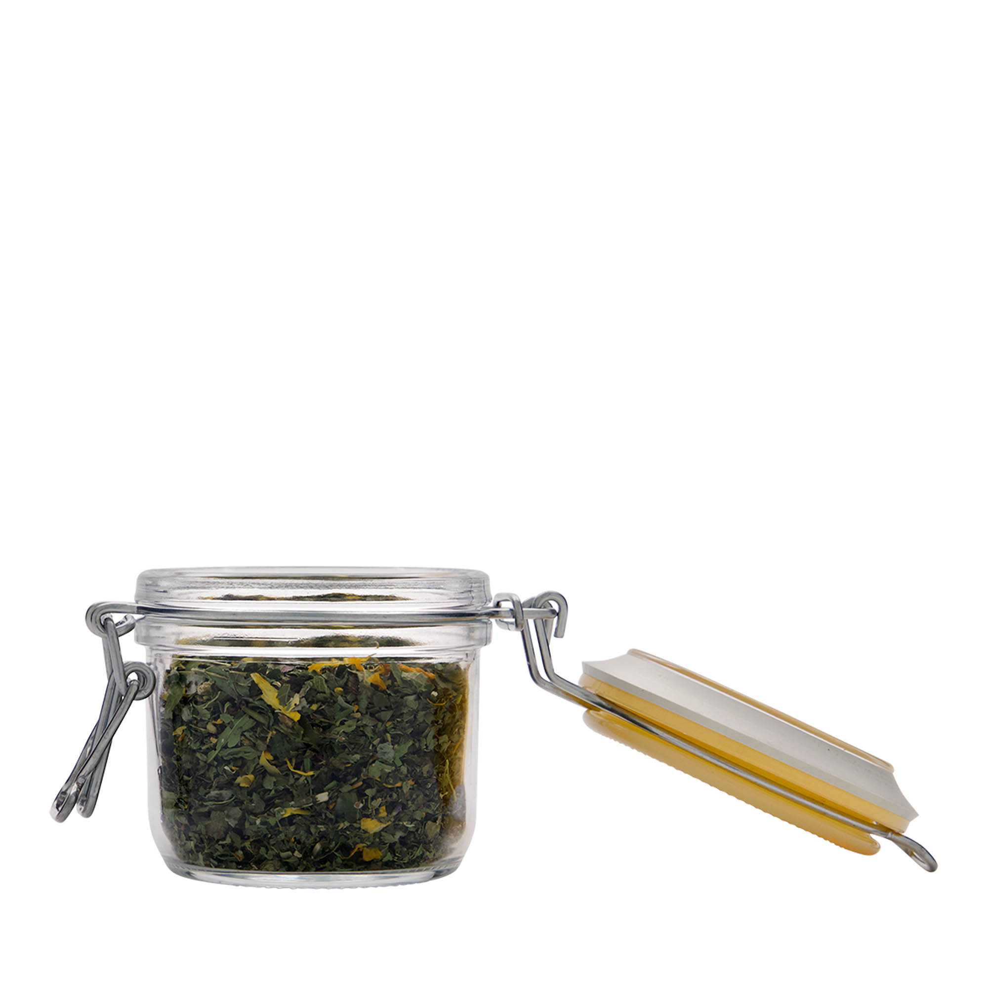 Frasco de vidro com fecho de arame 'Fido', 200 ml, amarelo, boca: fecho de arame Frasco de vidro com fecho de arame 'Fido', 200 ml, amarelo, boca: fecho de arame