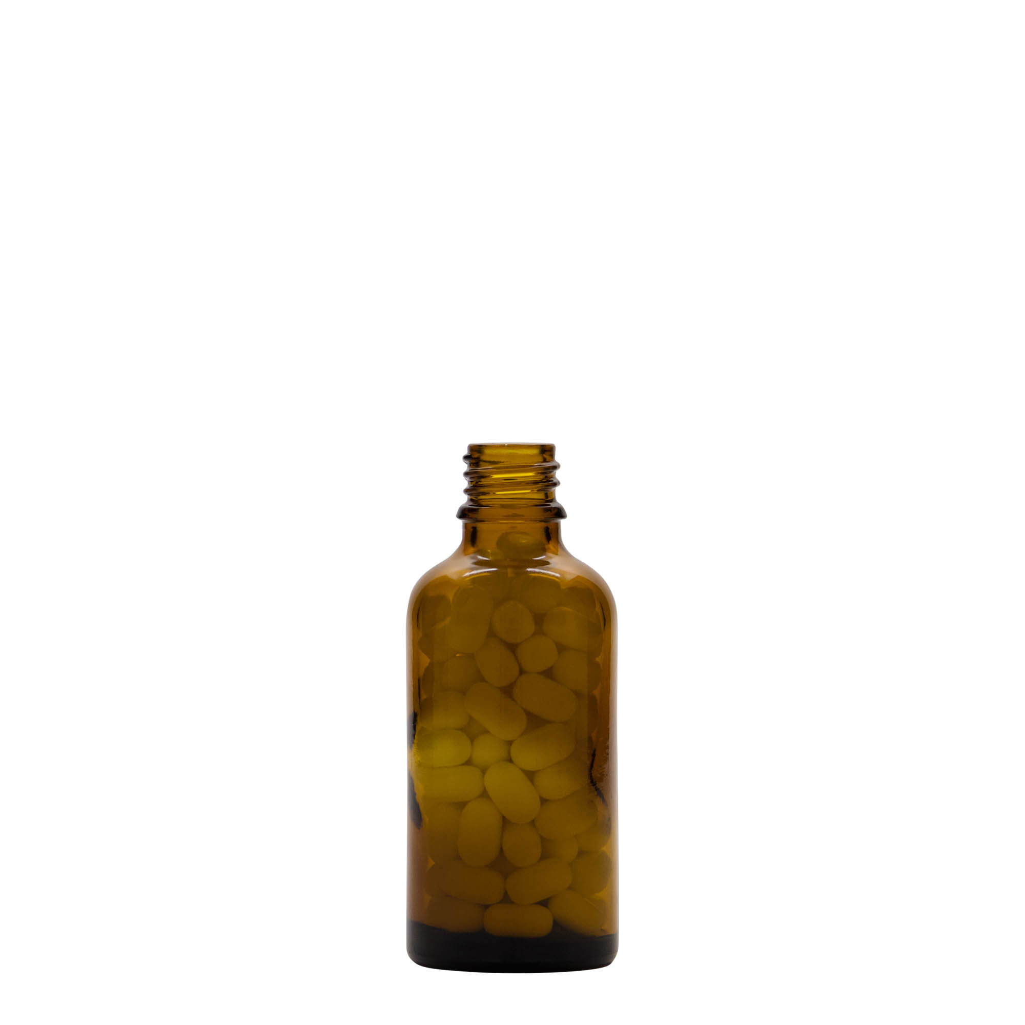 Frasco de medicamento de 50 ml, vidro, castanho, bocal: DIN 18