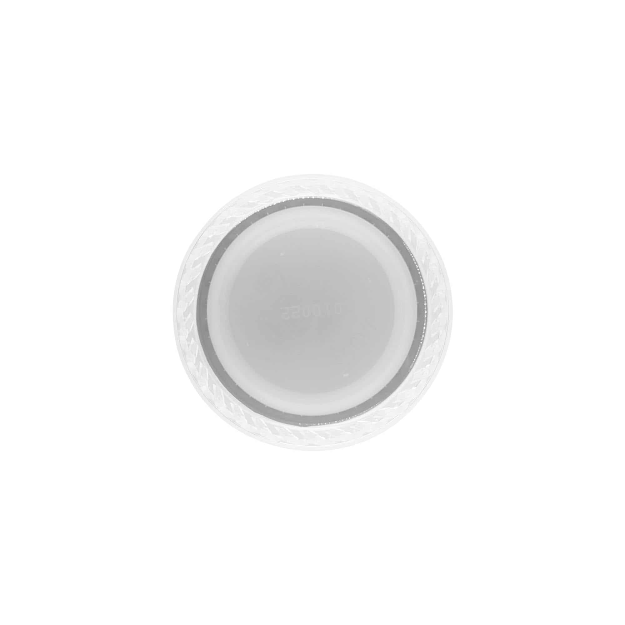 Tampa de rosca com duas roscas, plástico PE, branco, boca: PET 38 mm