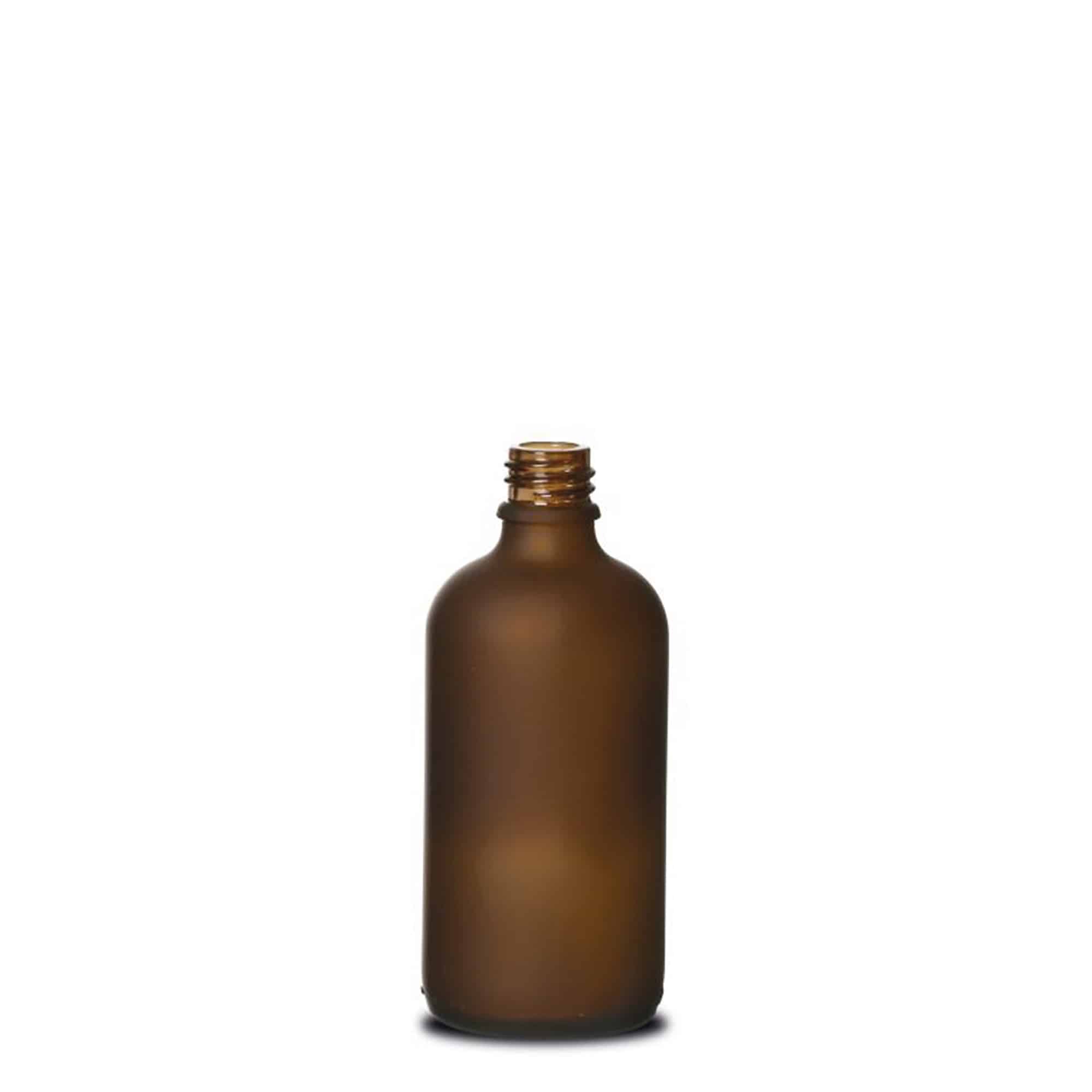 Frasco médico de 100 ml, vidro, castanho fosco, boca: DIN 18