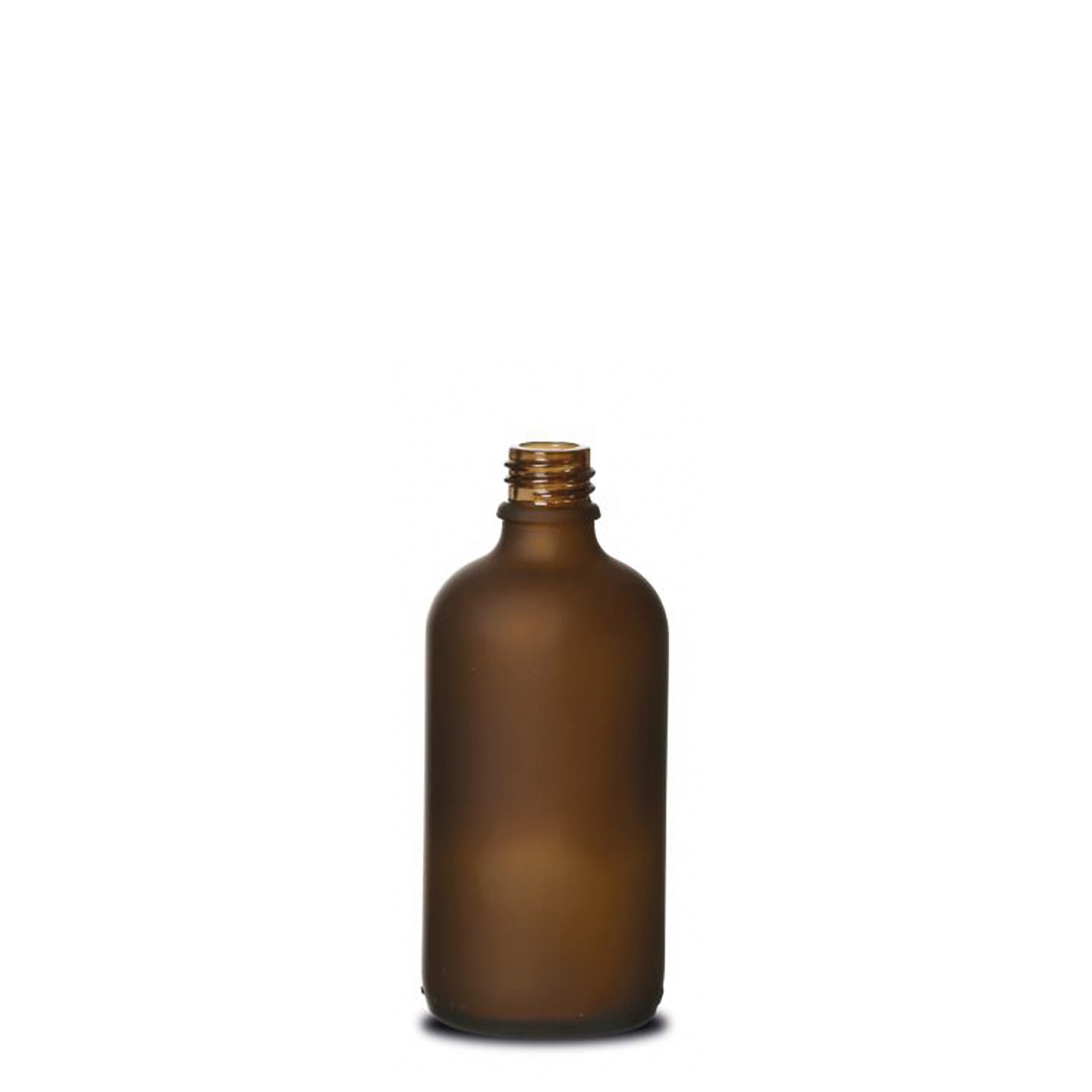 Frasco médico de 100 ml, vidro, castanho fosco, boca: DIN 18
