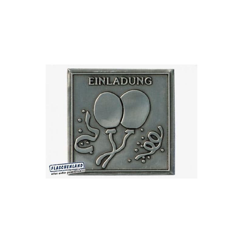 Etiqueta de estanho 'Convite', quadrada, metal, prateado Etiqueta de estanho 'Convite', quadrada, metal, prateado