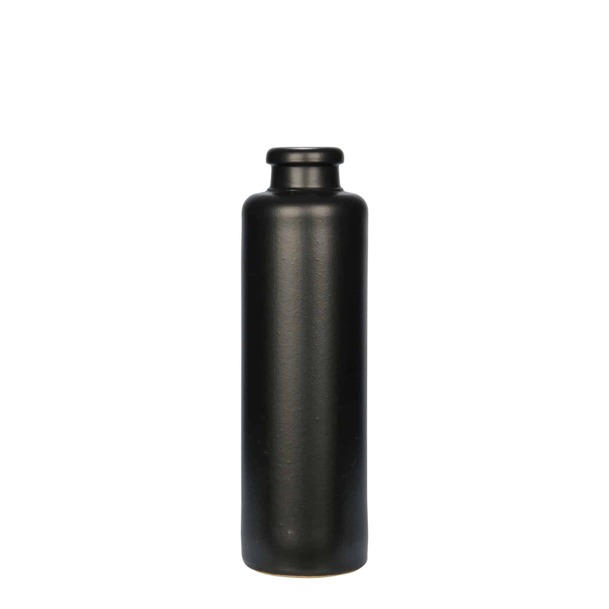 Jarro de barro 200 ml, faiança, preto, abertura: cortiça