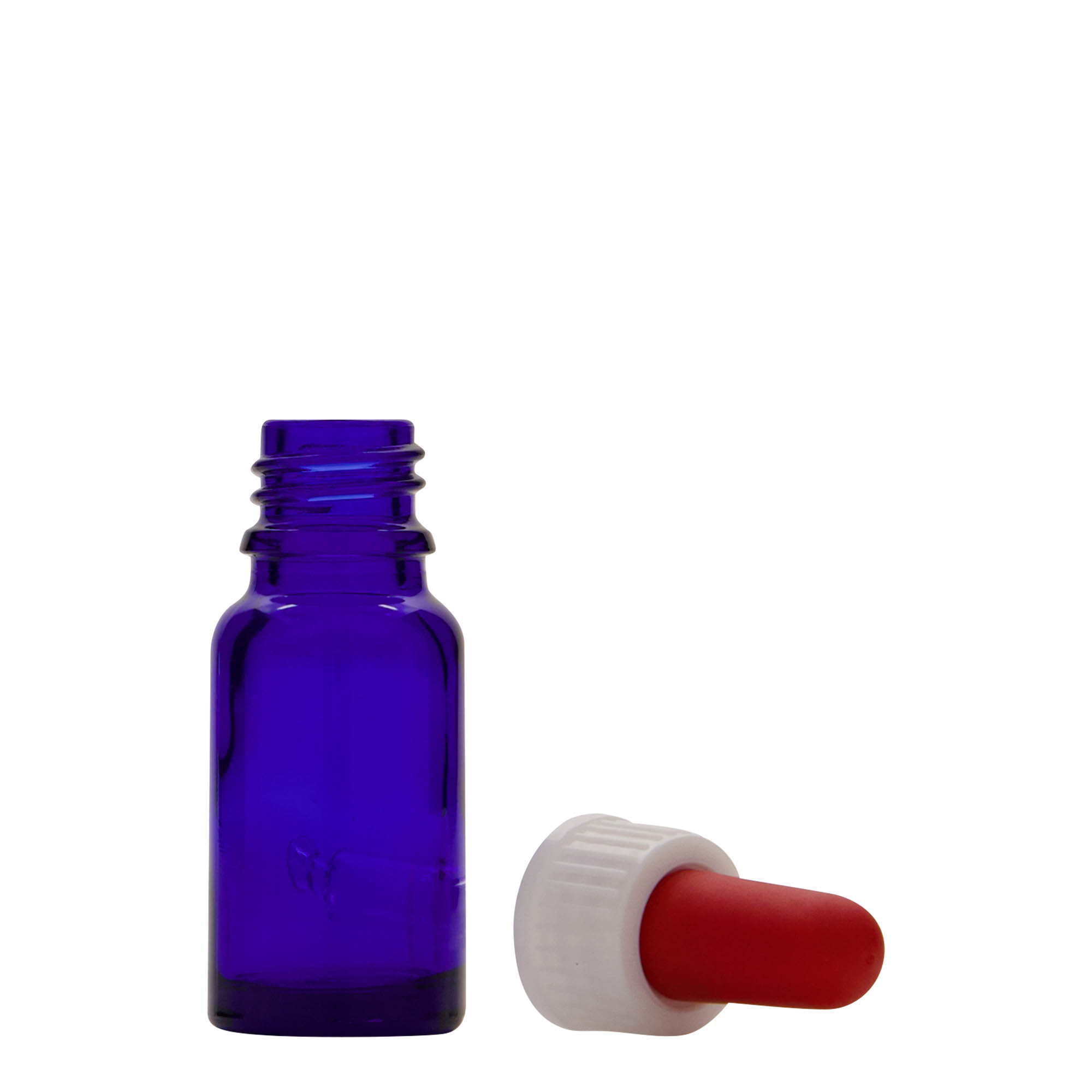Frasco conta-gotas de 10 ml para medicamentos, vidro, azul royal-vermelho, bocal: DIN 18