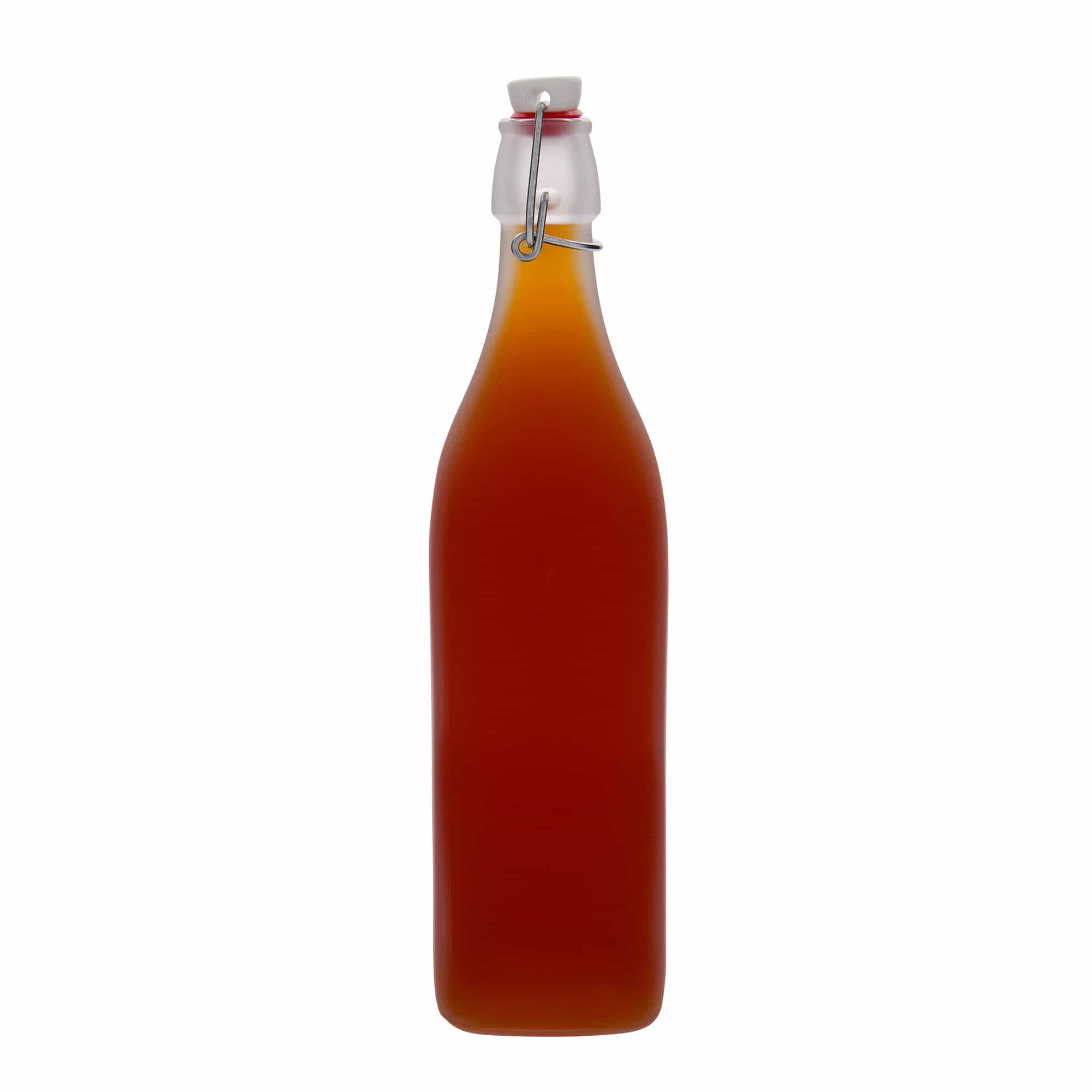 Garrafa de vidro de 1.000 ml 'Swing, quadrada, fosca, boca: fecho de alavanca'