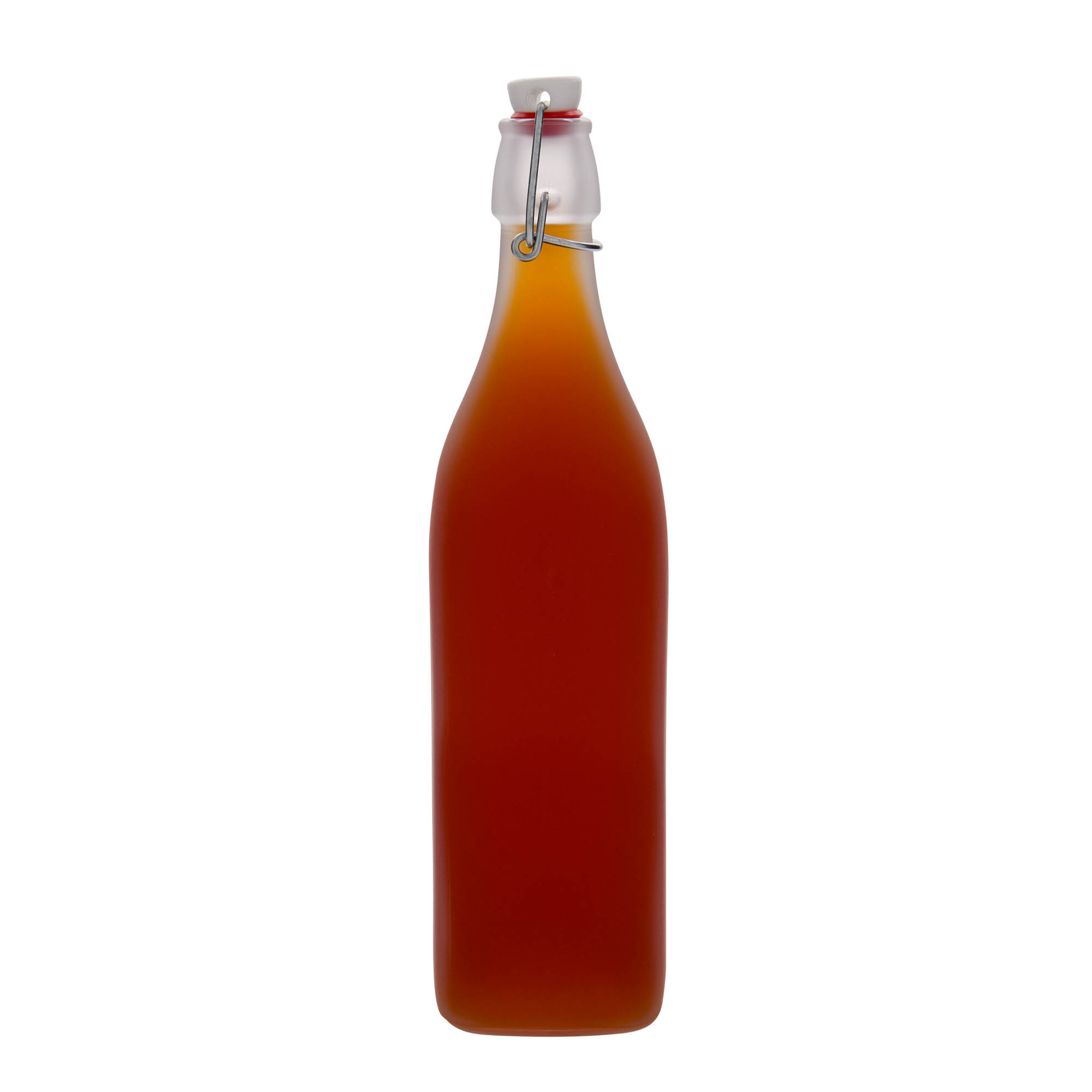 Garrafa de vidro de 1.000 ml 'Swing, quadrada, fosca, boca: fecho de alavanca' Garrafa de vidro de 1.000 ml 'Swing, quadrada, fosca, boca: fecho de alavanca'