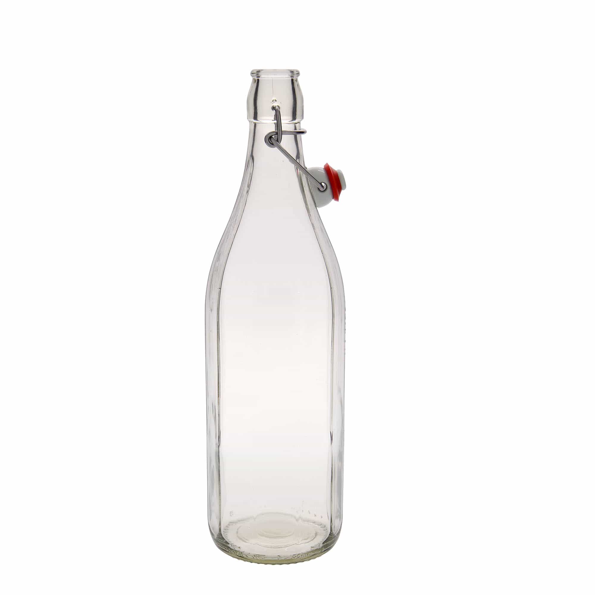 Garrafa de vidro de 1.000 ml 'Bravo' #, decagonal, boca: fecho de alavanca