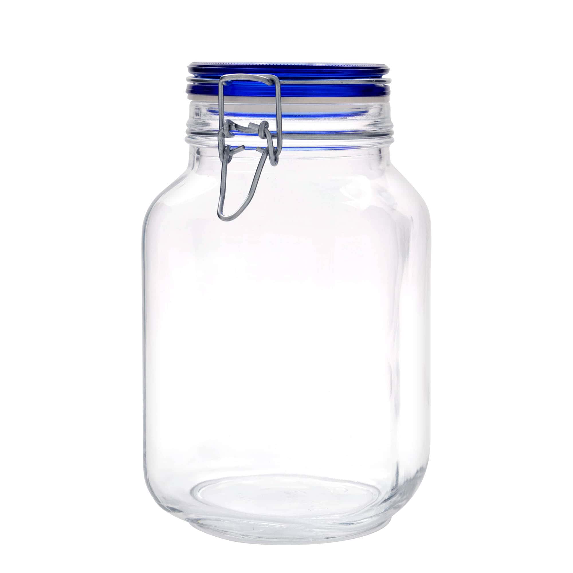 2.000 ml Frasco com fecho de mola 'Fido' Tampa Azul, quadrado, Boca: fecho de mola