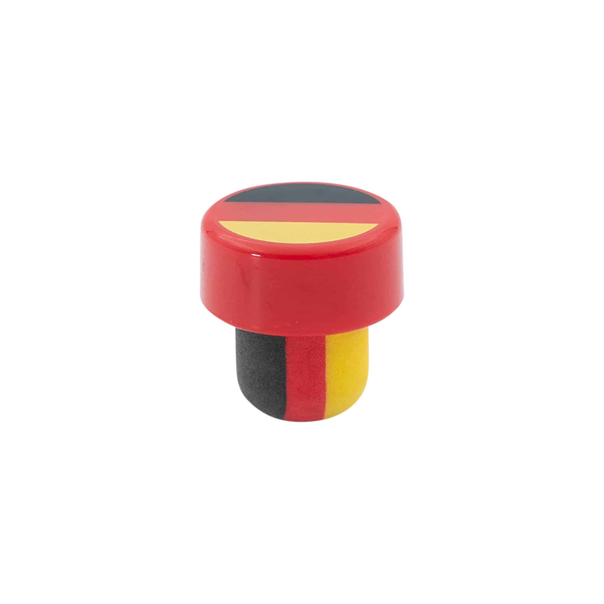 Rolha de pega 19 mm 'Alemanha', plástico, multicolorida, para boca: cortiça