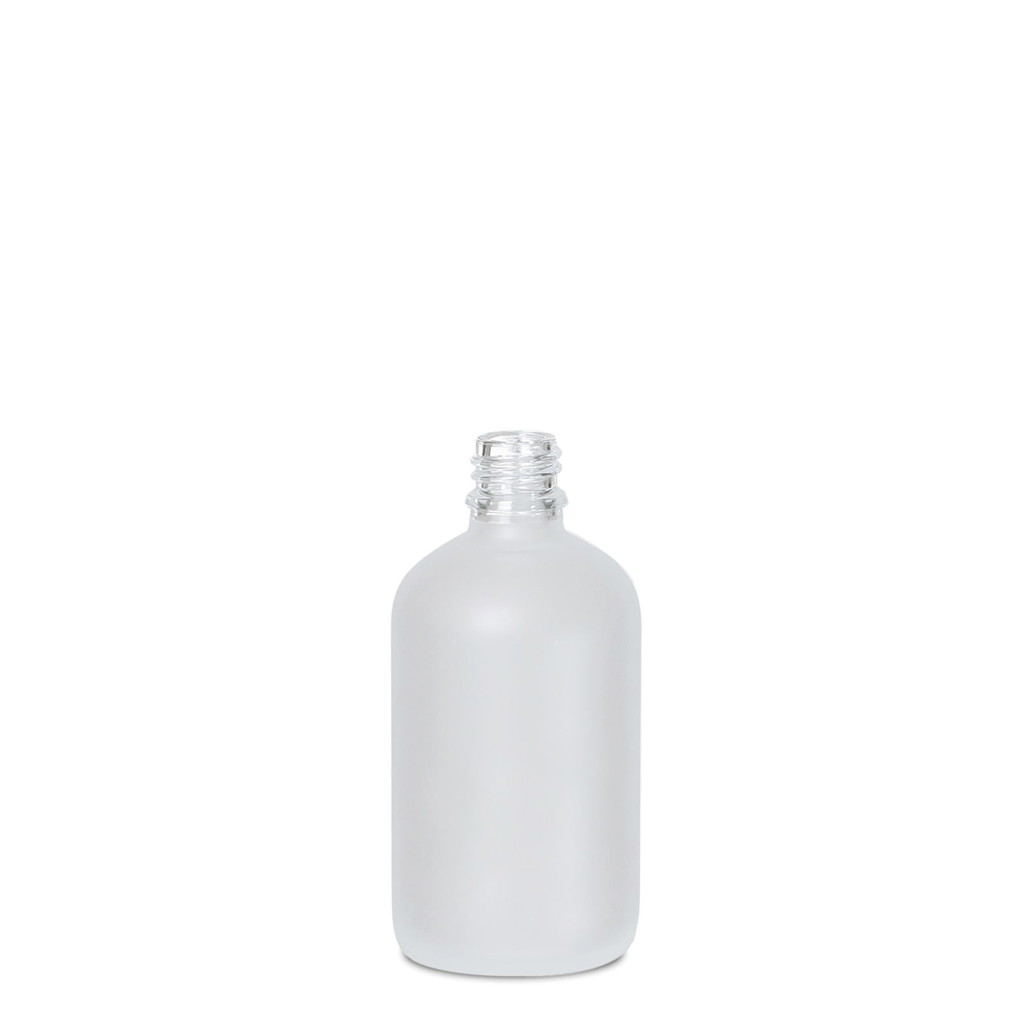 Frasco de medicamento de 100 ml, vidro, fosco, boca: DIN 18 Frasco de medicamento de 100 ml, vidro, fosco, boca: DIN 18