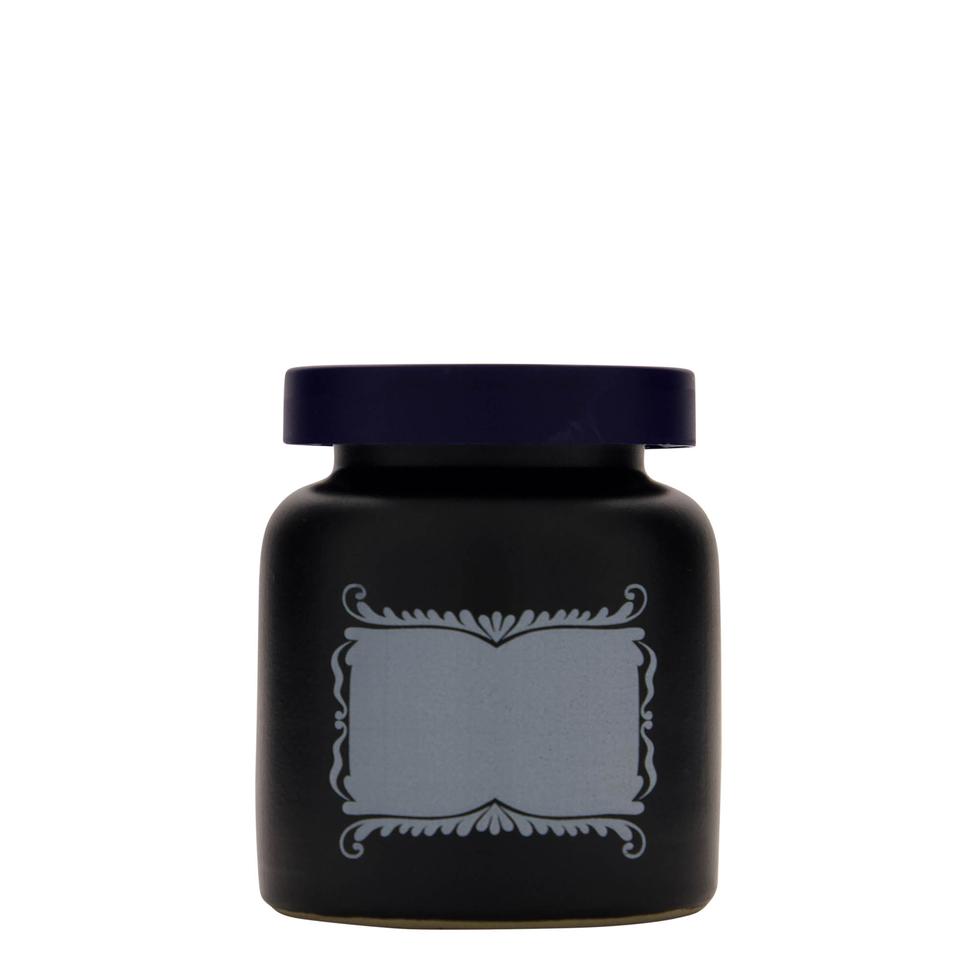Vaso de grés de 270 ml, motivo: campo para etiquetas, cerâmica, preto, boca: tampa de encaixe
