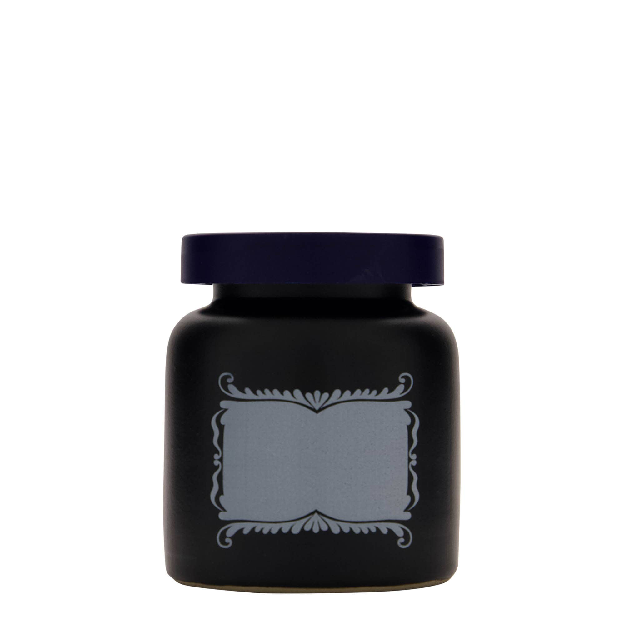 Vaso de grés de 270 ml, motivo: campo para etiquetas, cerâmica, preto, boca: tampa de encaixe