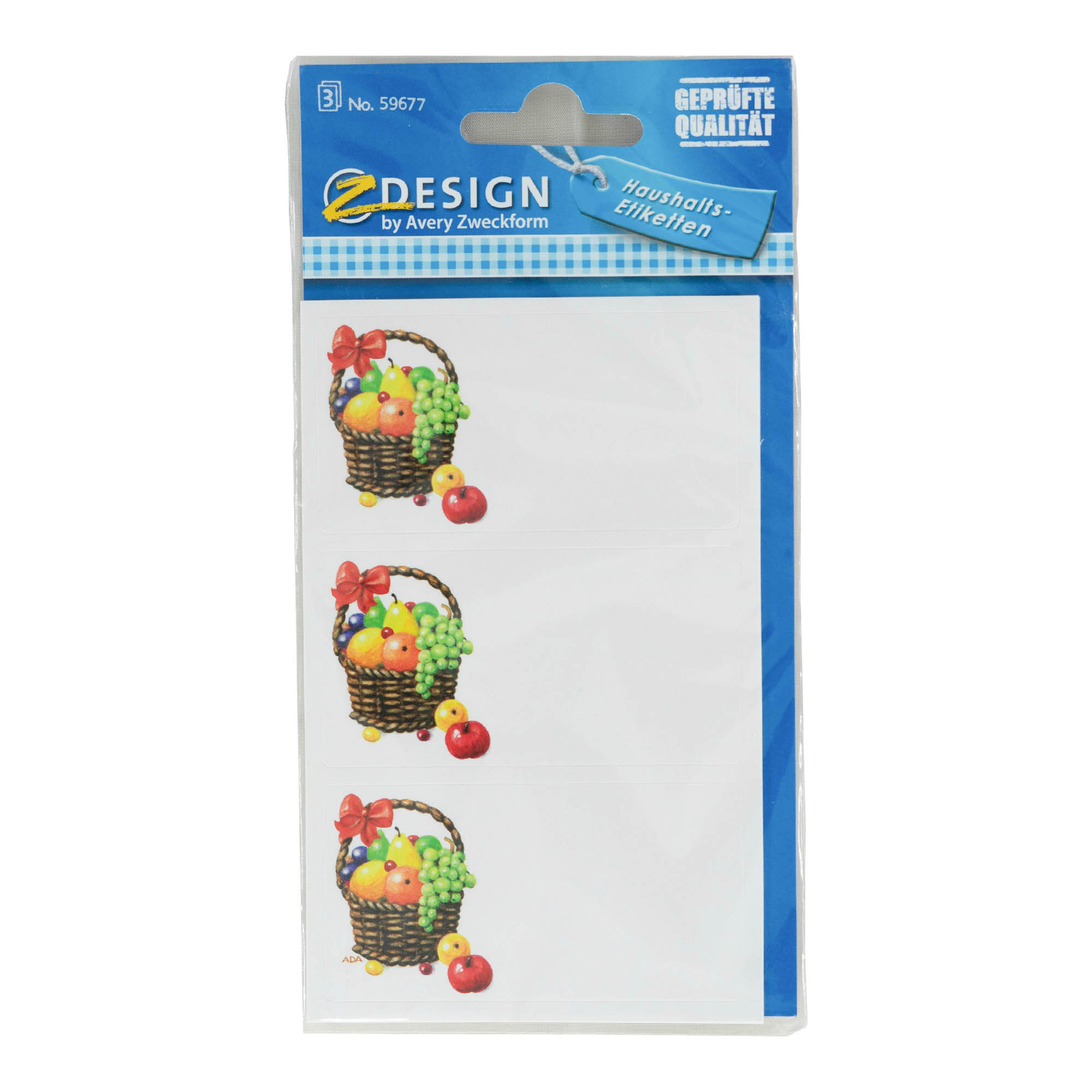 Etiquetas Zweckform 'Cesto de Frutas', retangulares, papel, multicoloridas