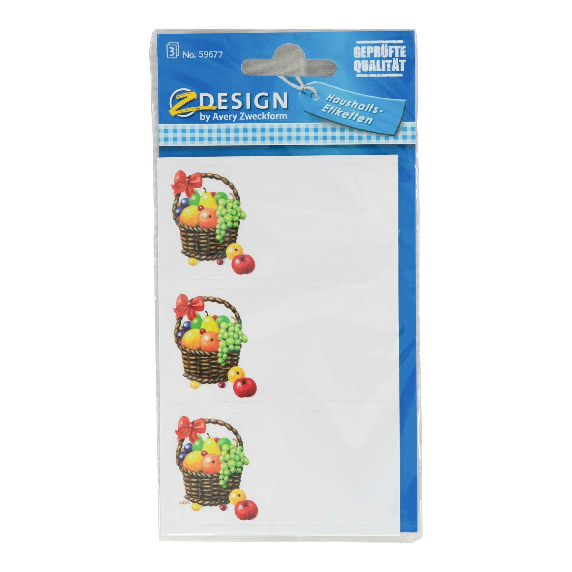 Etiquetas Zweckform 'Cesto de Frutas', retangulares, papel, multicoloridas