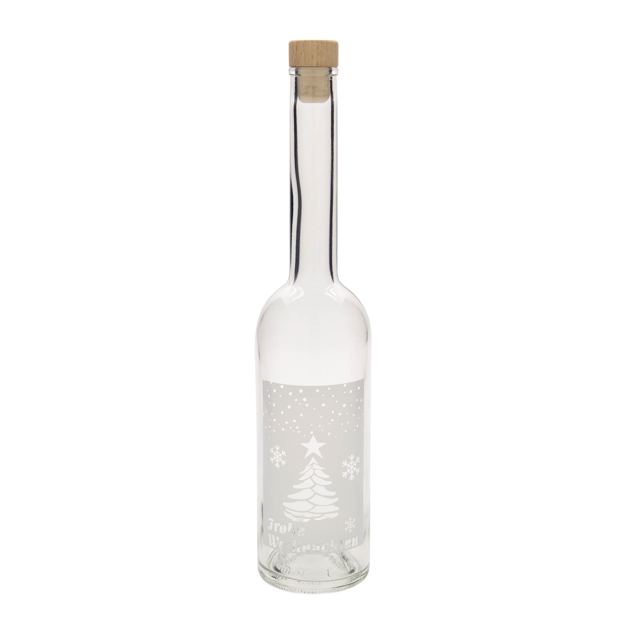 Garrafa de vidro de 500 ml 'Opera', motivo: Natal Branco, bocal: Cortiça