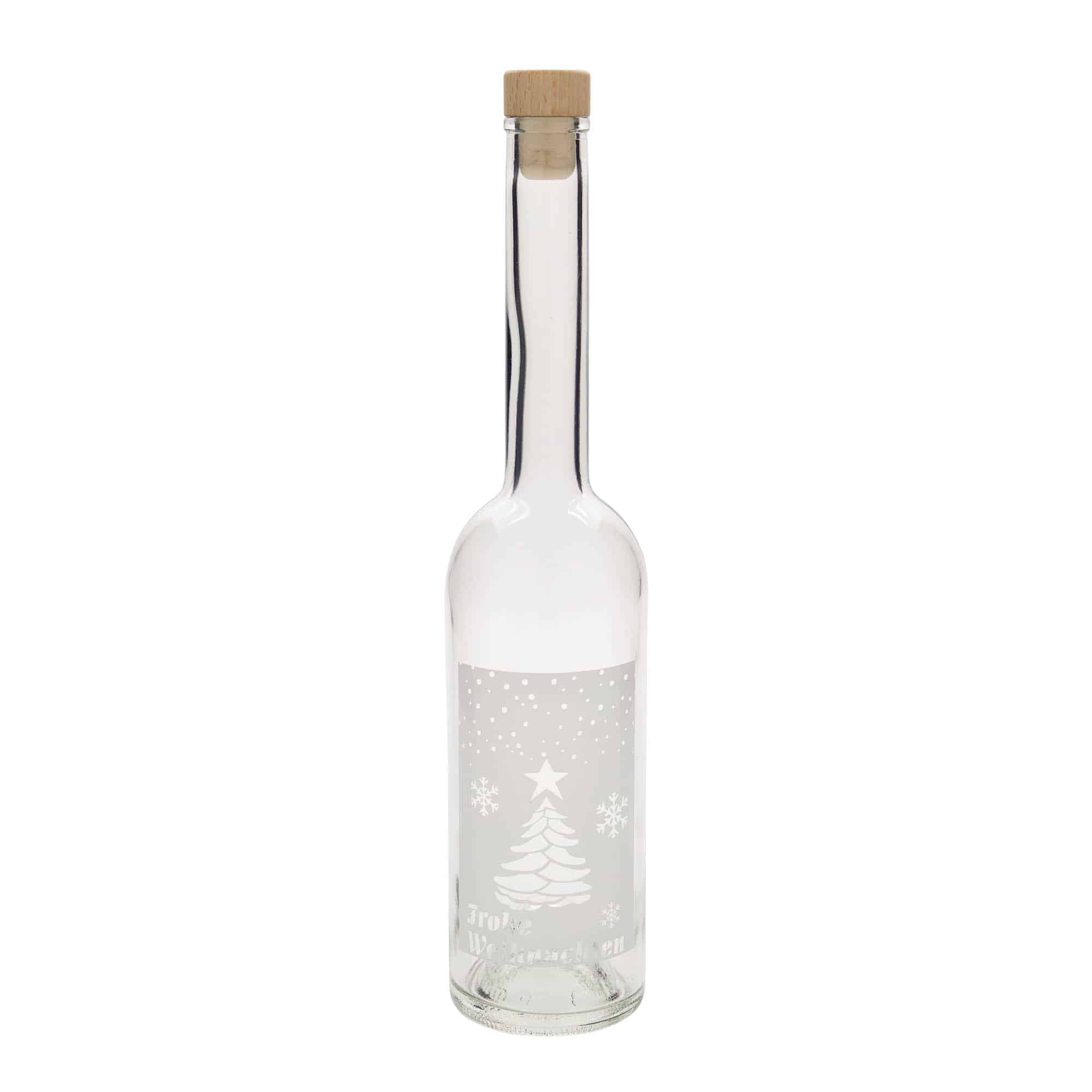Garrafa de vidro de 500 ml 'Opera', motivo: Natal Branco, bocal: Cortiça