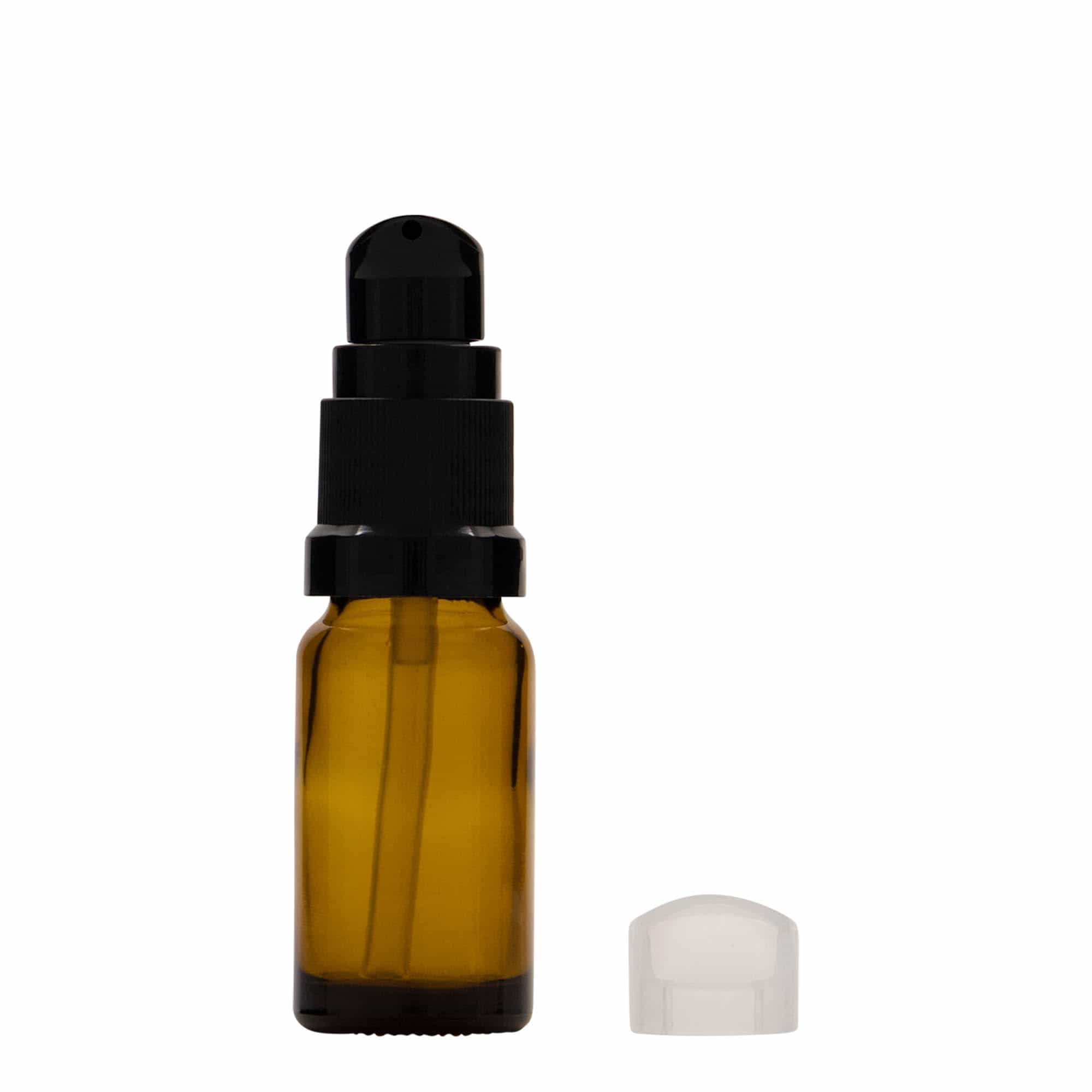 Frasco medicinal de 10 ml com bomba de loção, vidro, castanho, bocal: DIN 18