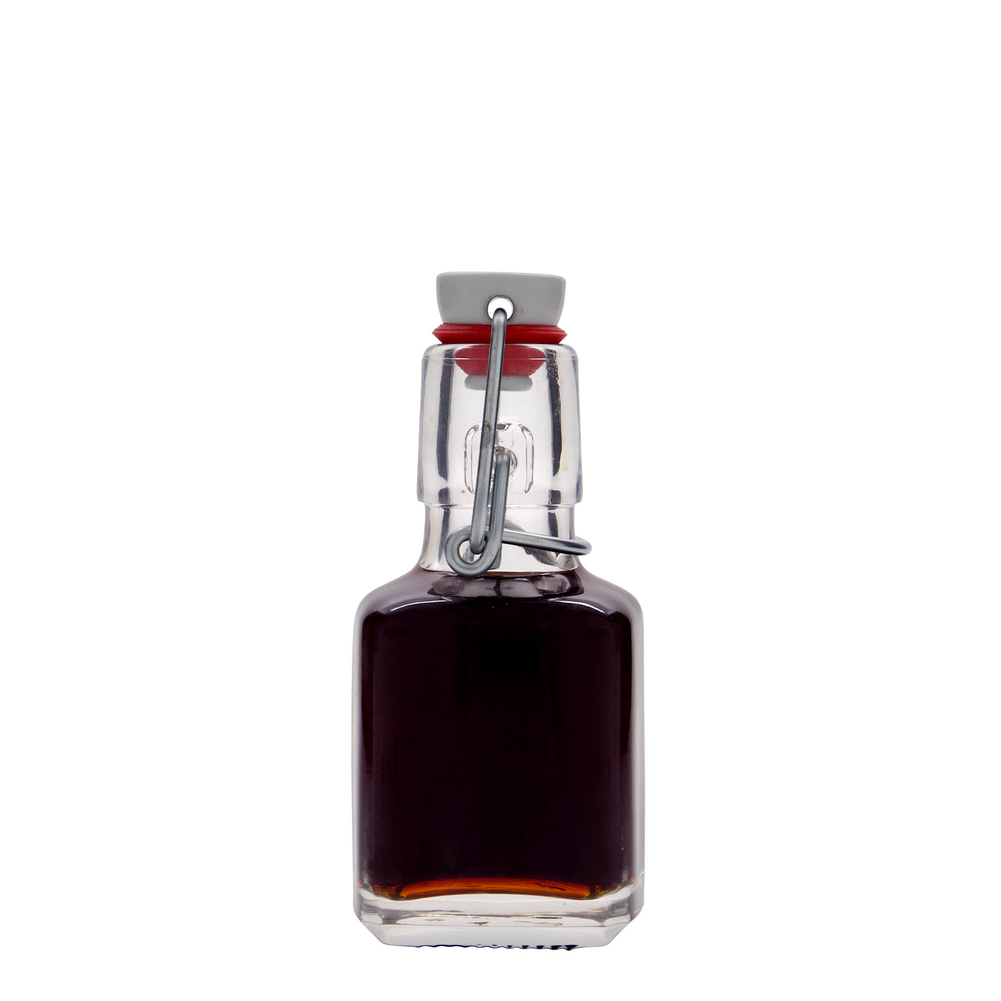 Frasco de vidro de 100 ml 'Kubica', quadrado, boca: fecho de mola Frasco de vidro de 100 ml 'Kubica', quadrado, boca: fecho de mola
