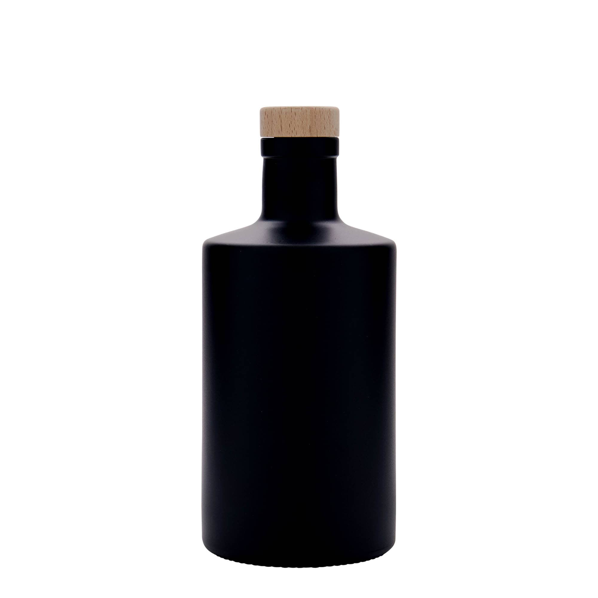Garrafa de vidro 500 ml 'Caroline', preta, Boca: Cortiça