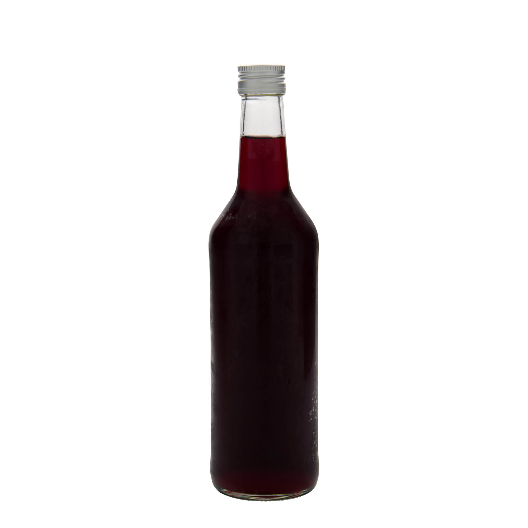 Garrafa de vidro 500 ml com pescoço reto, boca: PP 28 Garrafa de vidro 500 ml com pescoço reto, boca: PP 28