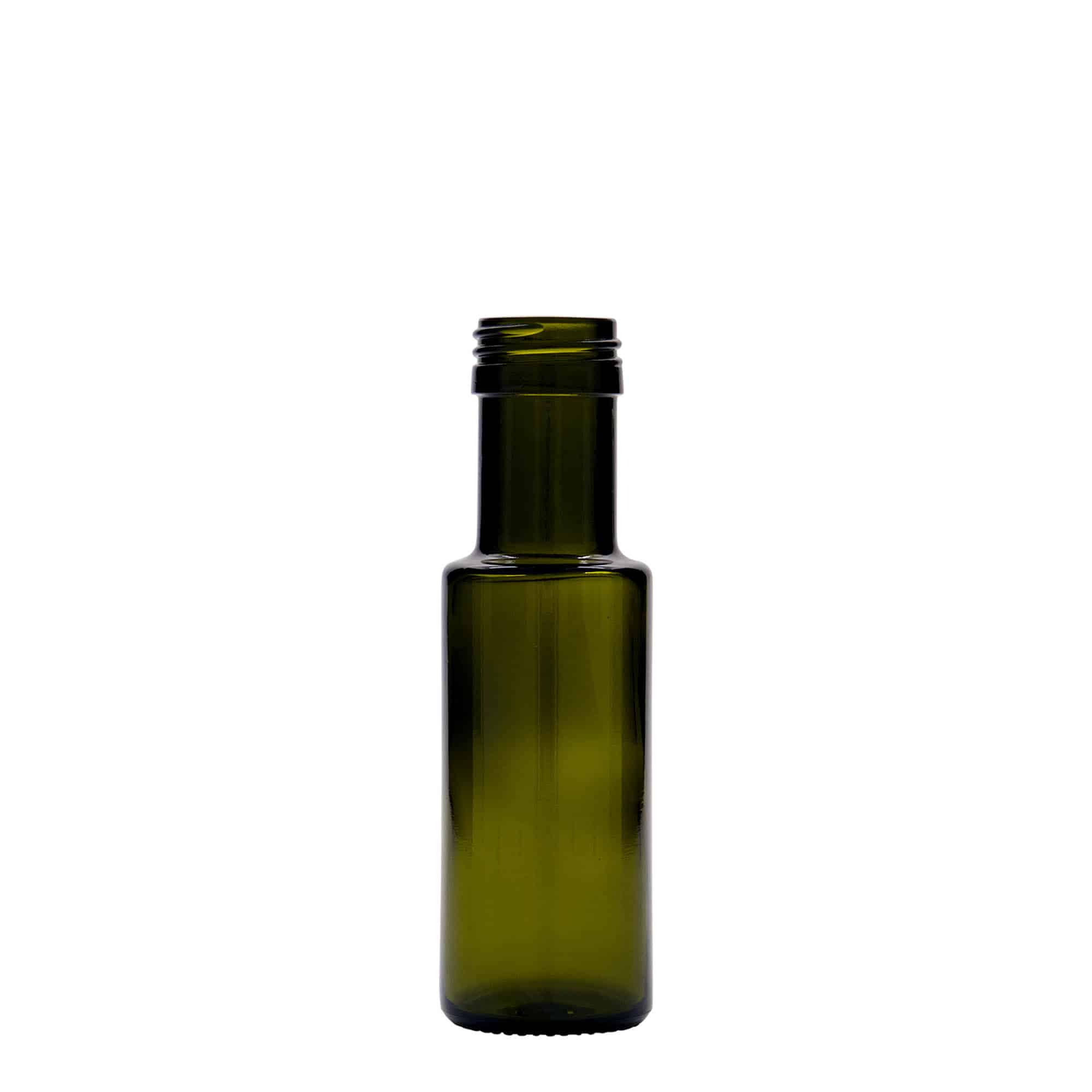 100 ml Garrafa de vidro 'Dorica', verde antigo, boca: PP 31,5 100 ml Garrafa de vidro 'Dorica', verde antigo, boca: PP 31,5