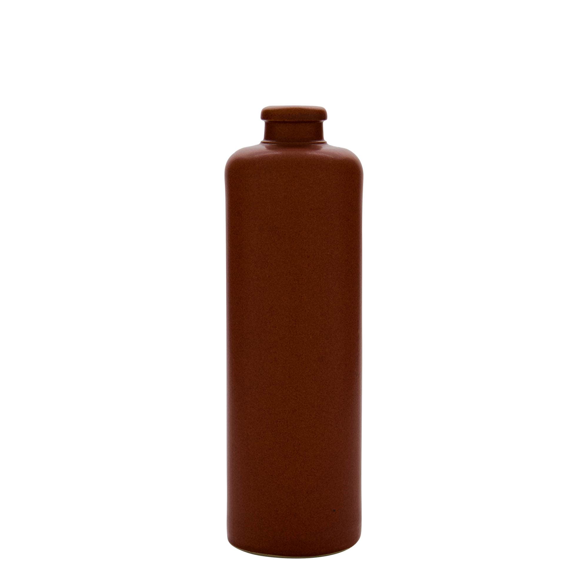 Jarro de barro 500 ml, grés, castanho-avermelhado, boca: cortiça
