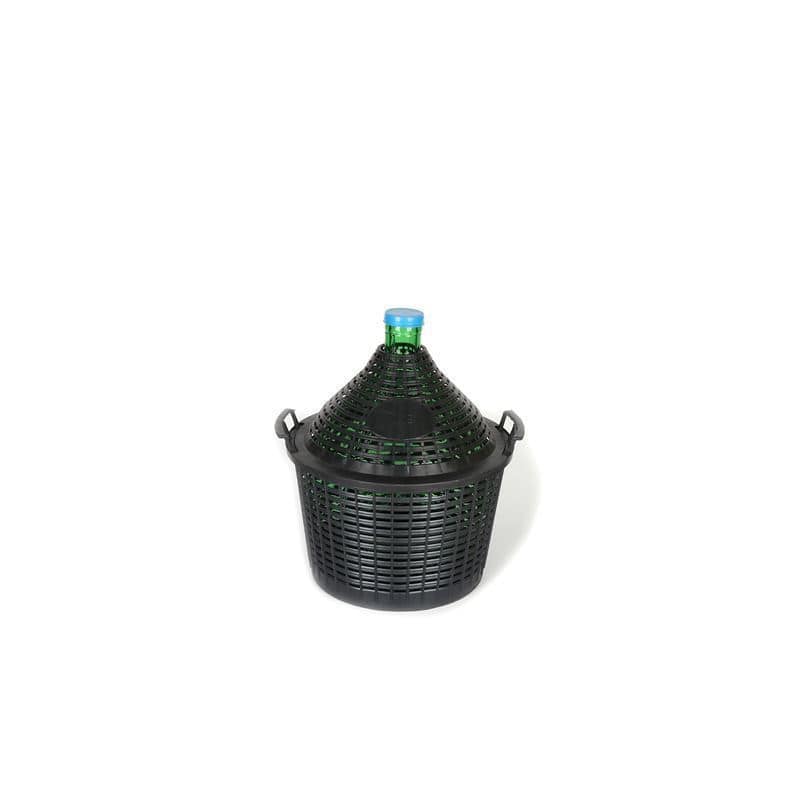 Botija de balão de 15 l, pescoço estreito, vidro, verde, abertura: tampa de encaixe