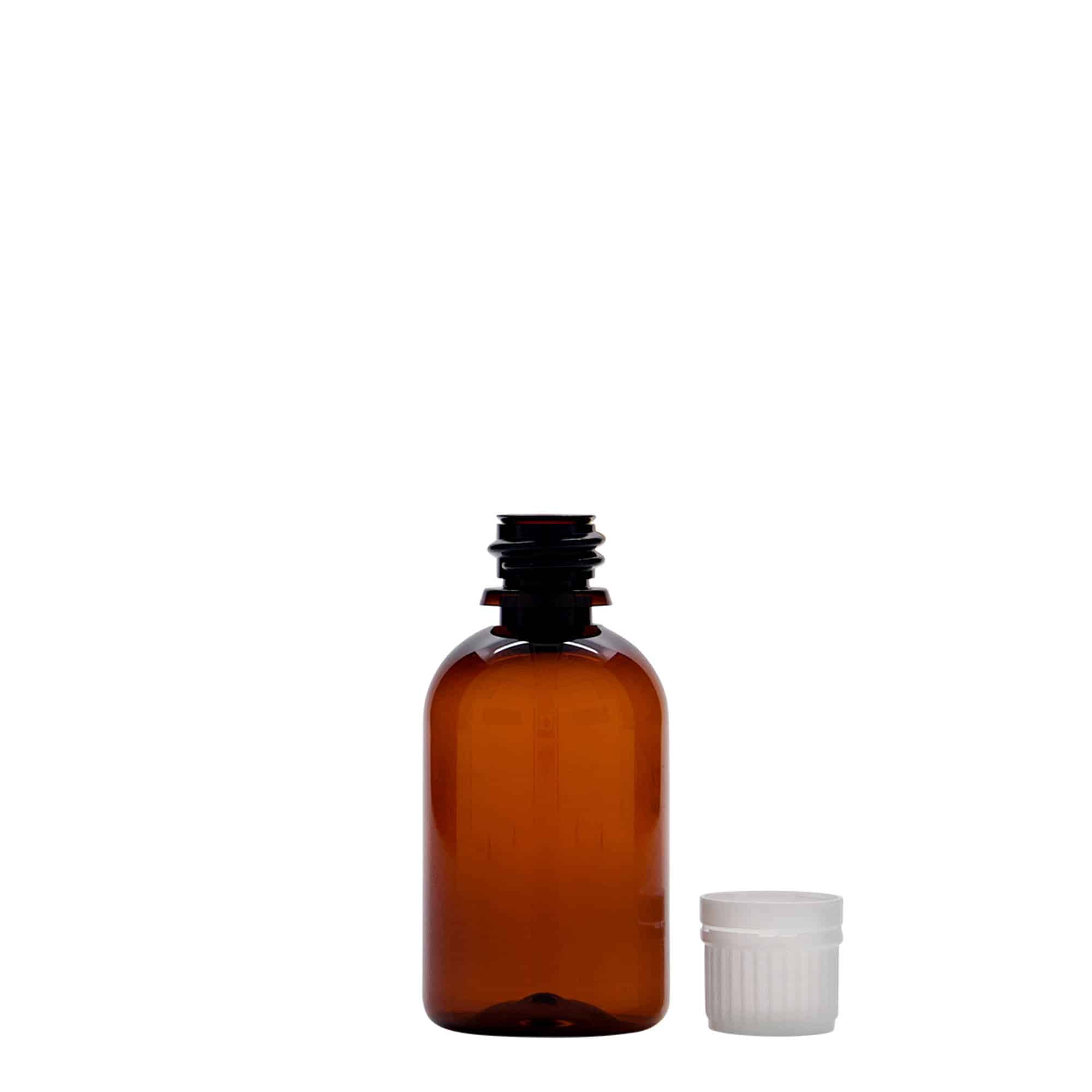 50 ml Frasco de medicamentos PET 'Easy Living', castanho, plástico, boca: DIN 18
