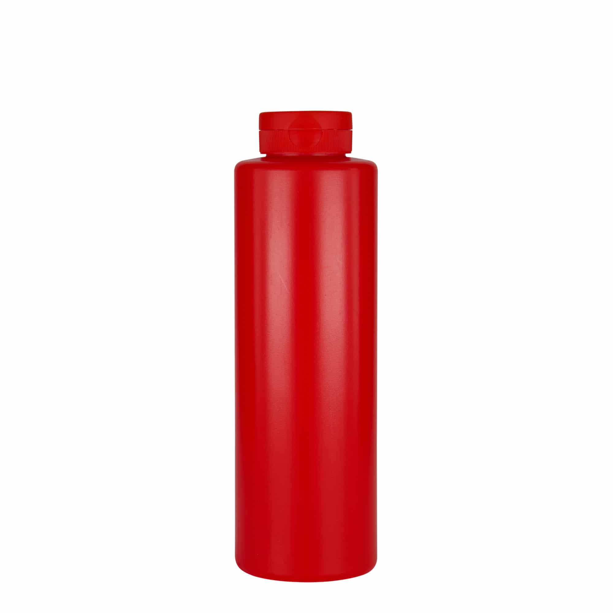 Frasco para molhos de 500 ml, plástico LDPE, vermelho, bocal: 38/400