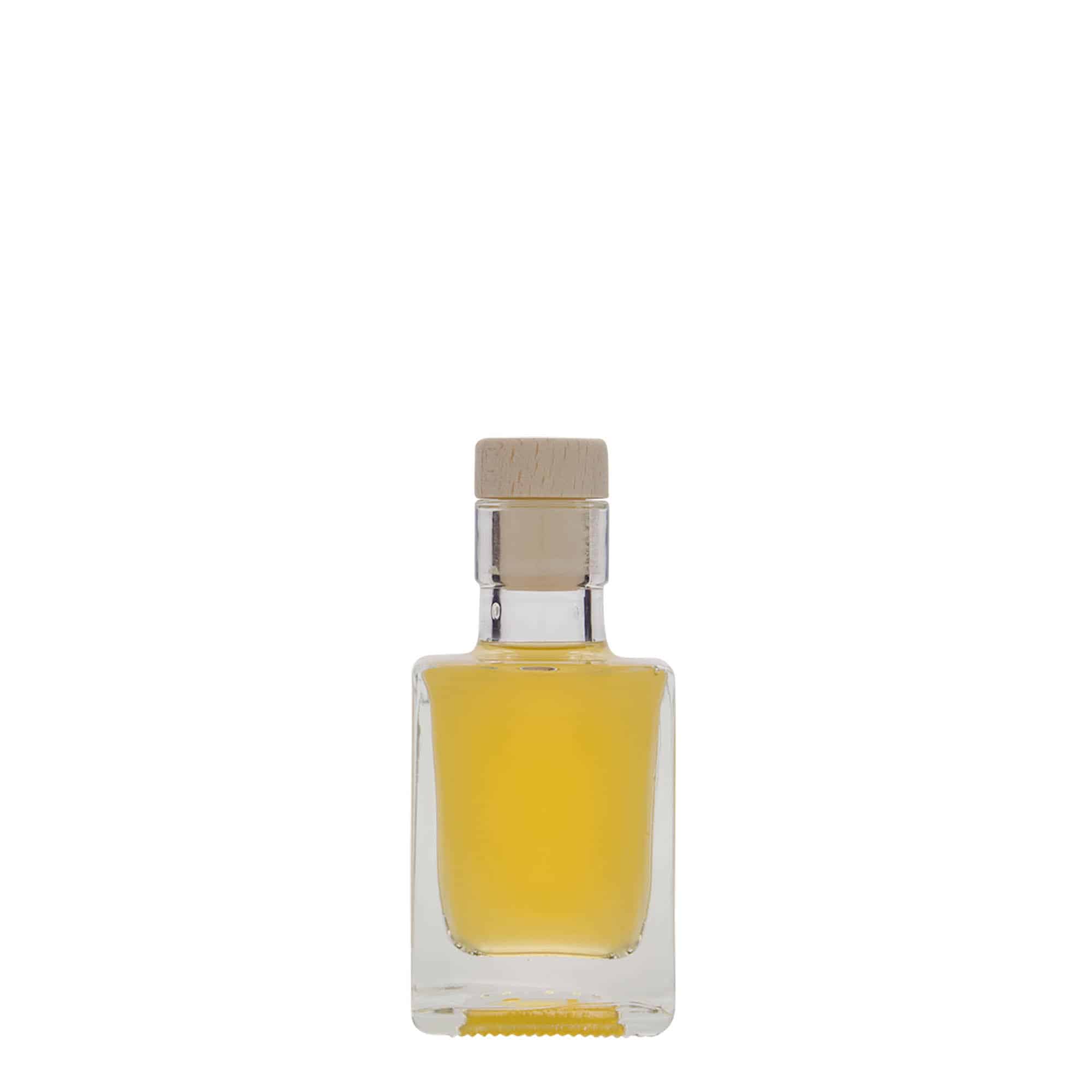 50 ml Garrafa de vidro 'Cube', quadrada, boca: Cortiça
