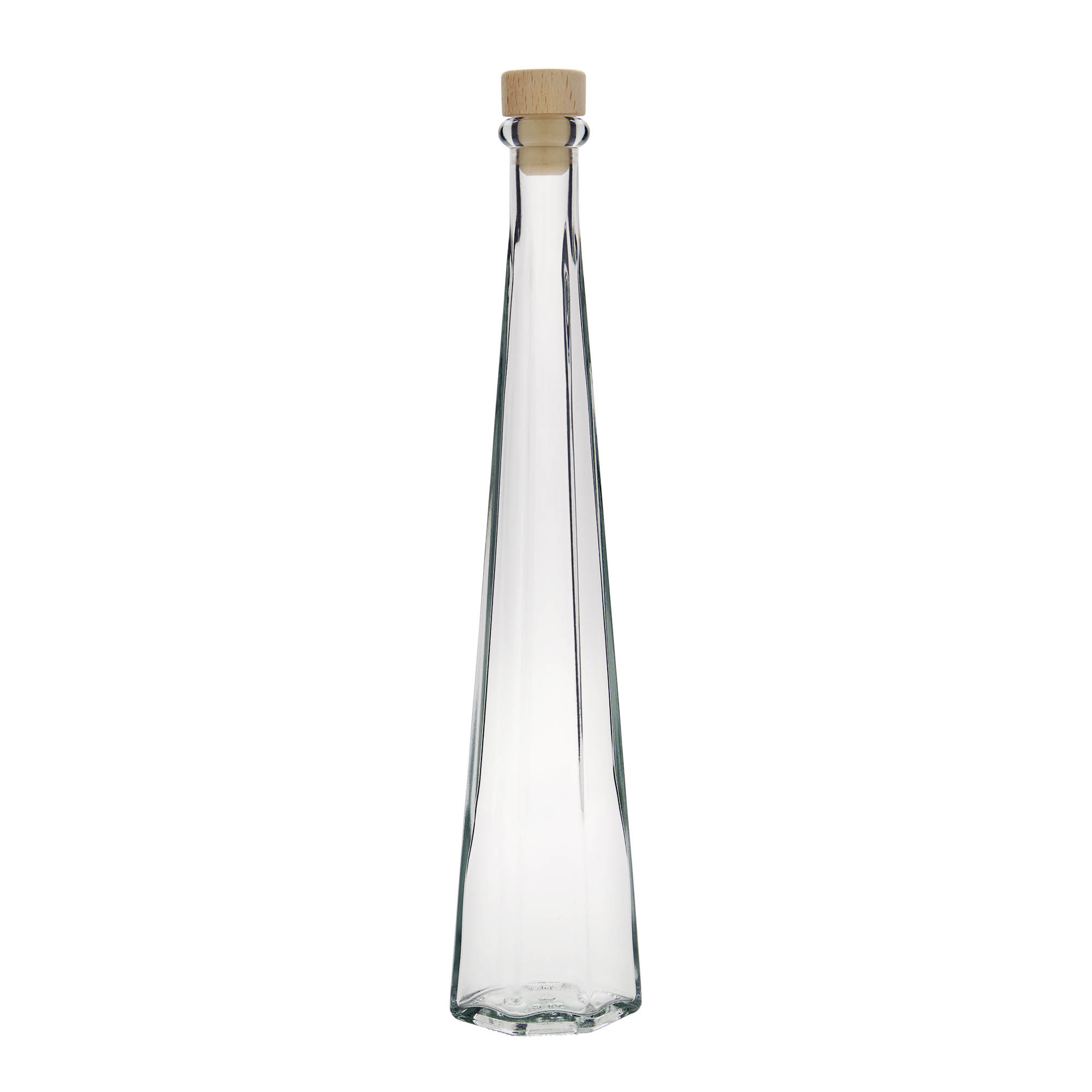 Frasco de vidro de 200 ml 'Dama Sexta', hexagonal, boca: cortiça