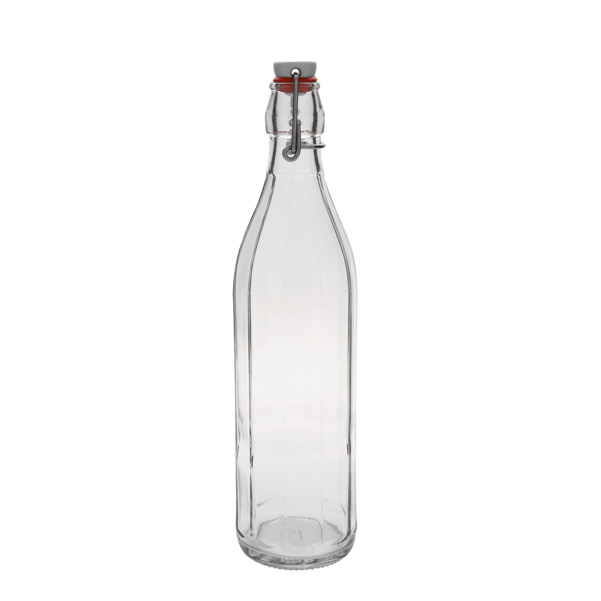 Garrafa de vidro de 750 ml 'Bravo', decagonal, boca: fecho de alavanca