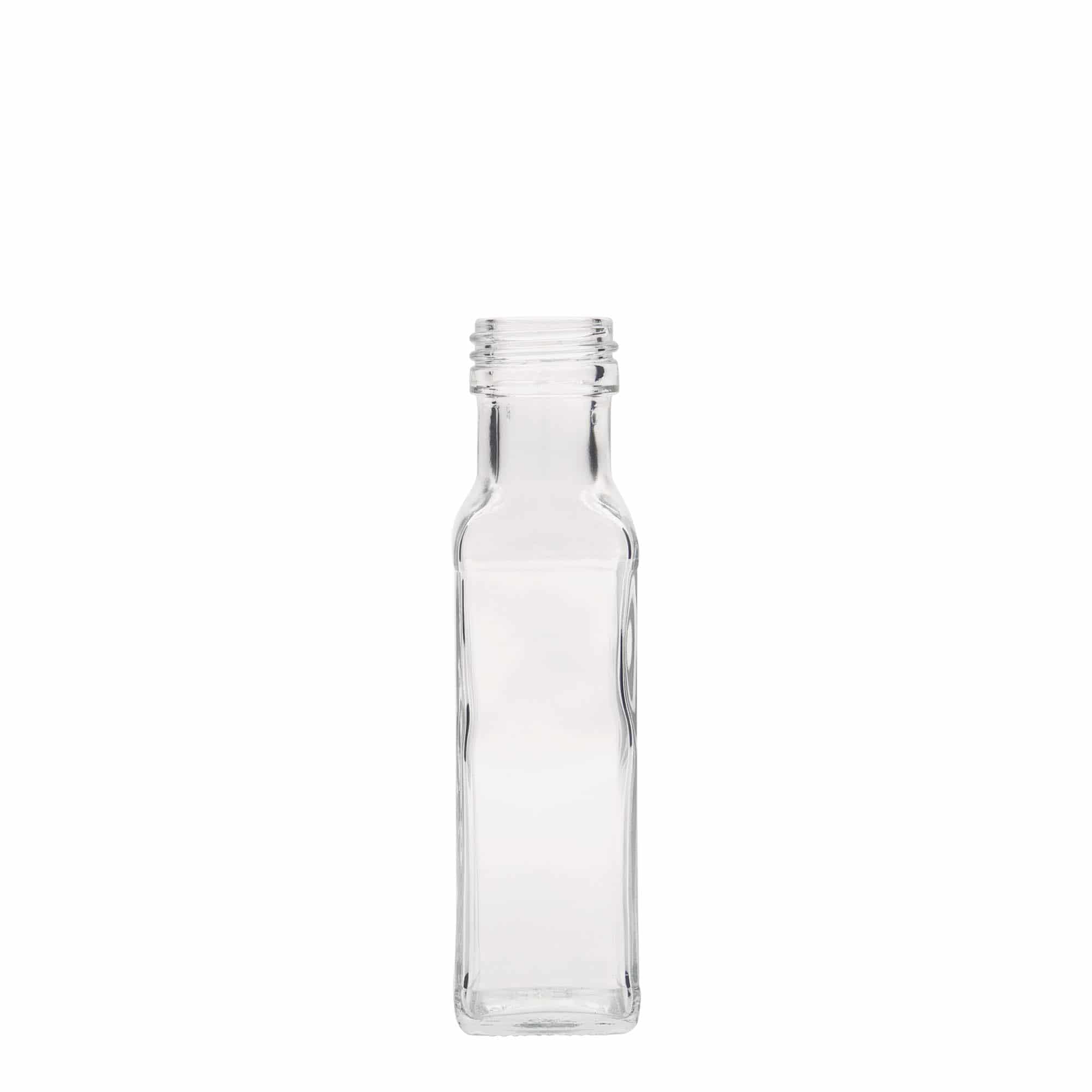 100 ml Garrafa de vidro 'Marasca', quadrada, boca: PP 31,5 100 ml Garrafa de vidro 'Marasca', quadrada, boca: PP 31,5
