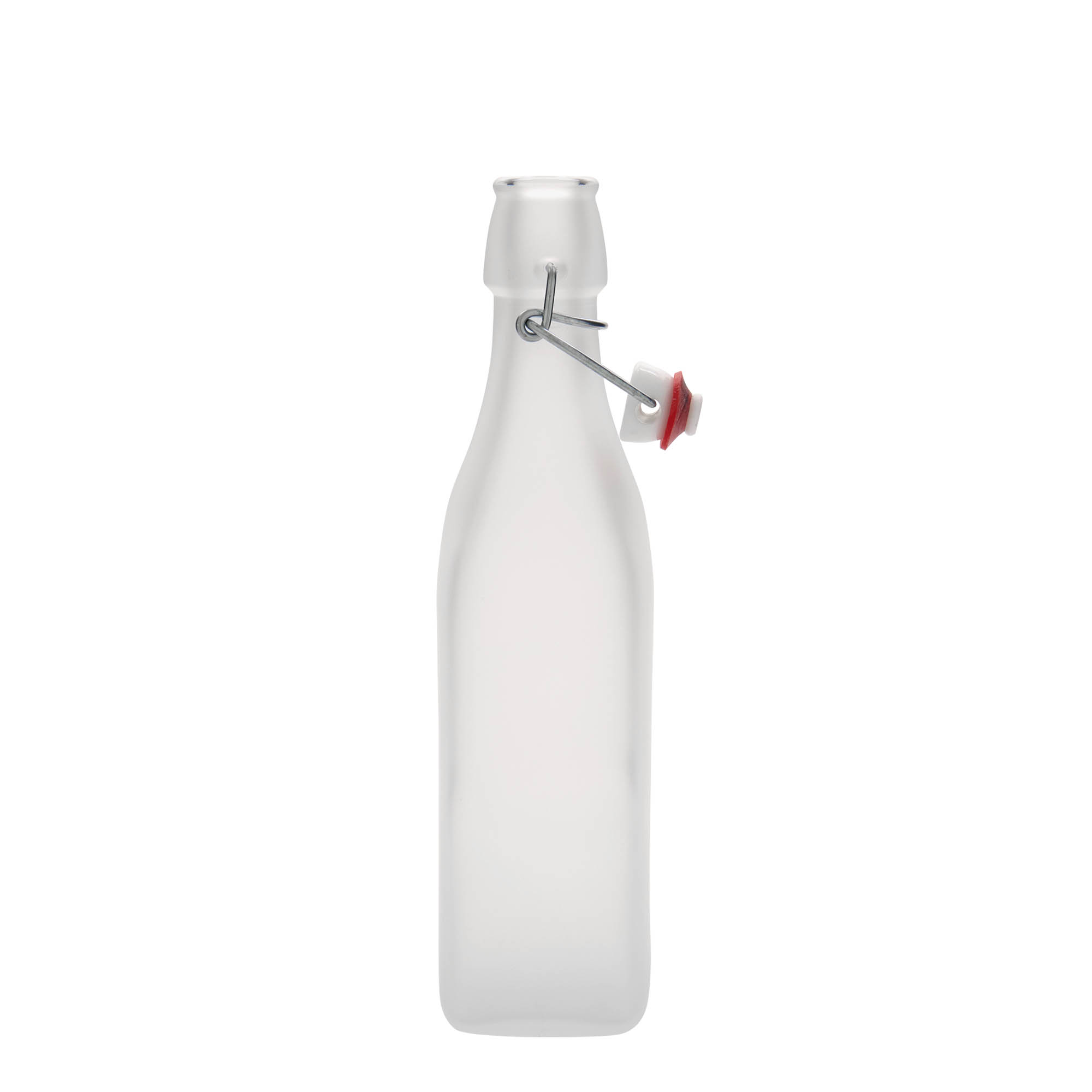 Garrafa de vidro 500 ml 'Swing, quadrada, branca, boca: fecho de alavanca' Garrafa de vidro 500 ml 'Swing, quadrada, branca, boca: fecho de alavanca'