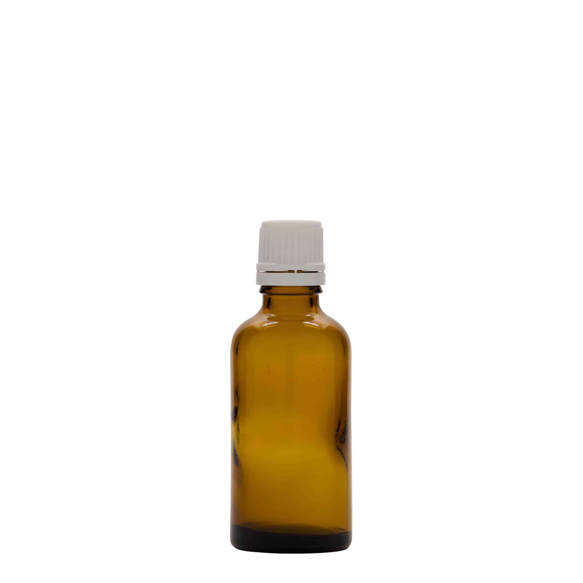 Frasco de medicamento de 50 ml, vidro, castanho, bocal: DIN 18