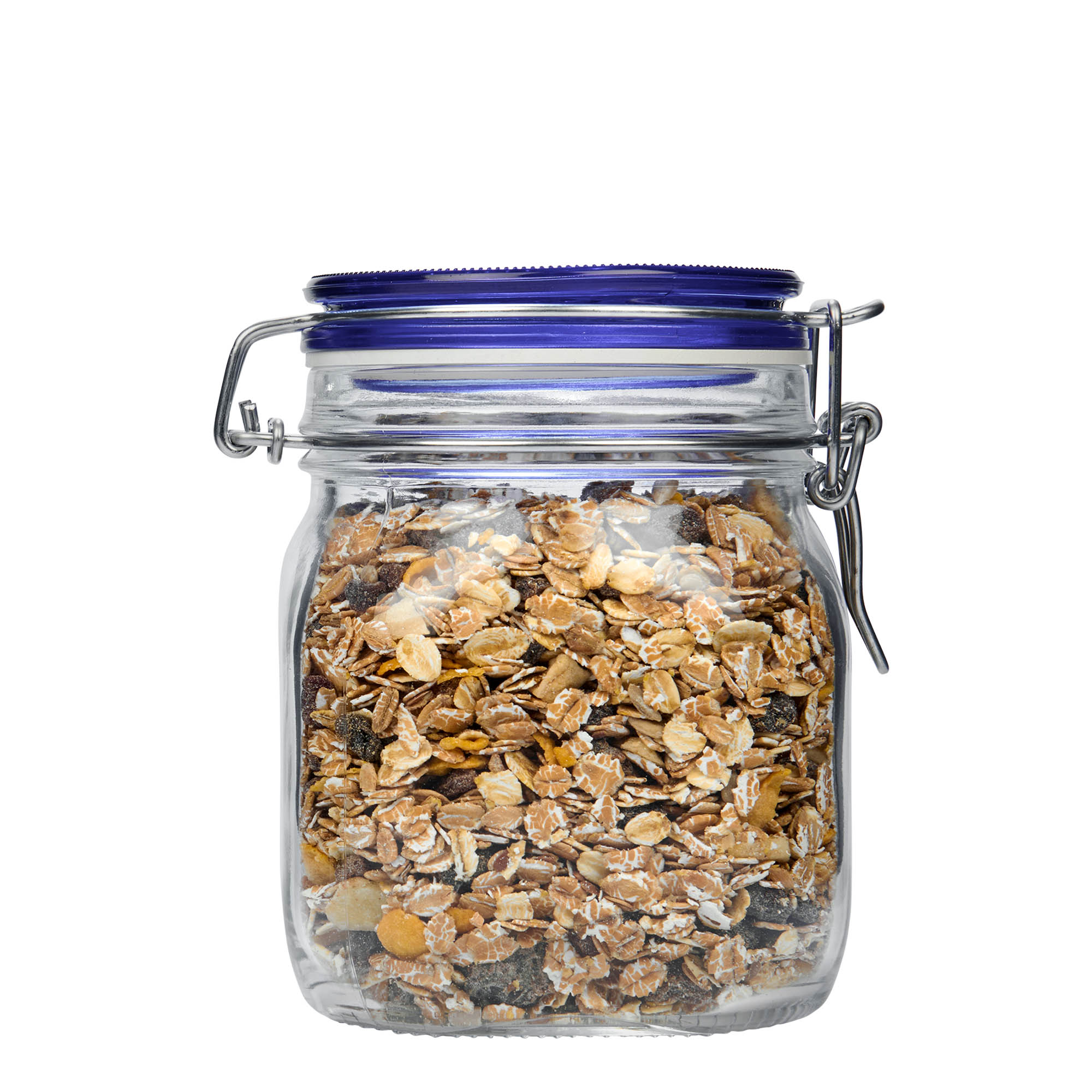 750 ml frasco com fecho de arame 'Fido' tampa azul, quadrado, boca: fecho de arame 750 ml frasco com fecho de arame 'Fido' tampa azul, quadrado, boca: fecho de arame