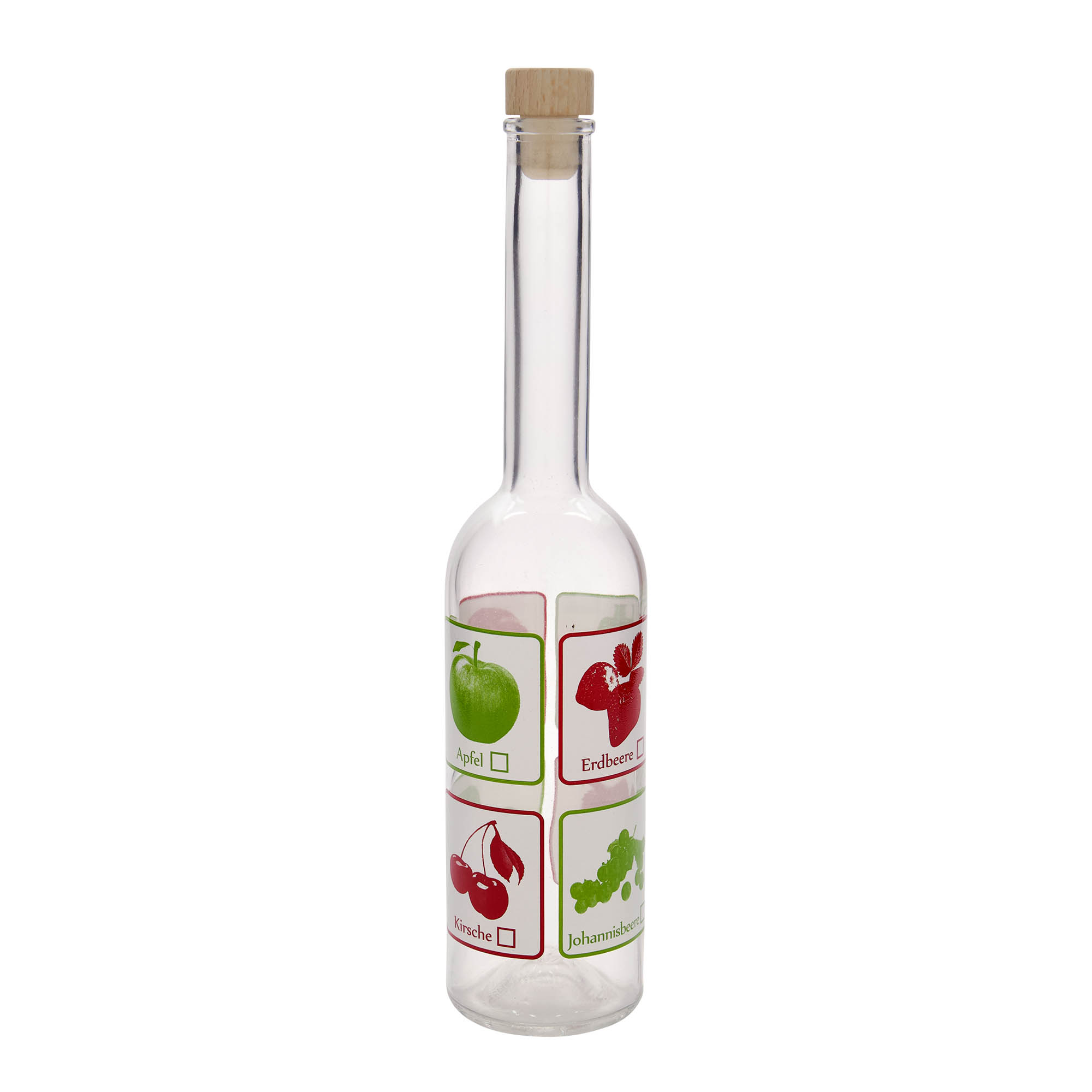 Garrafa de vidro de 500 ml 'Ópera', motivo: Frutos, boca: cortiça Garrafa de vidro de 500 ml 'Ópera', motivo: Frutos, boca: cortiça