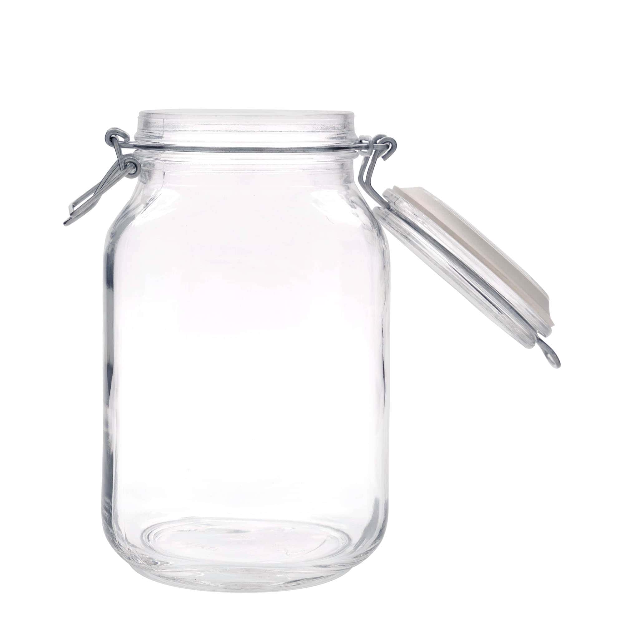Frasco de vidro com fecho de arame 'Fido', quadrado, 2.000 ml, abertura: fecho de arame