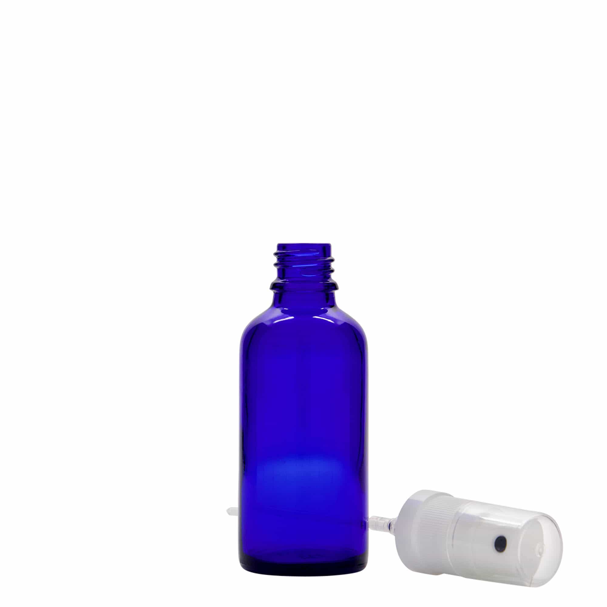 Frasco de spray de 50 ml, vidro, azul royal, bocal: DIN 18