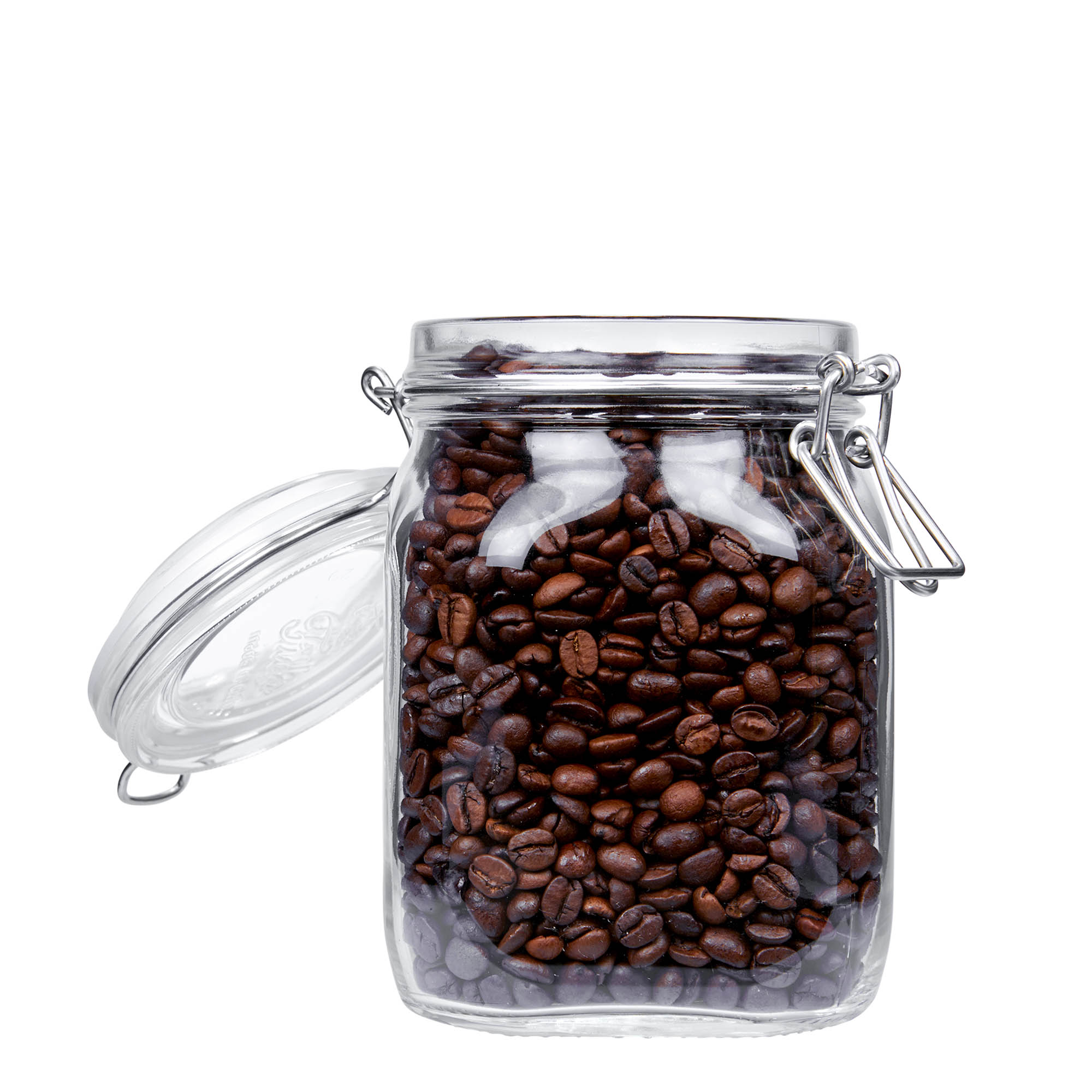 1.000 ml frasco com fecho de arame 'Fido', quadrado, abertura: fecho de arame 1.000 ml frasco com fecho de arame 'Fido', quadrado, abertura: fecho de arame