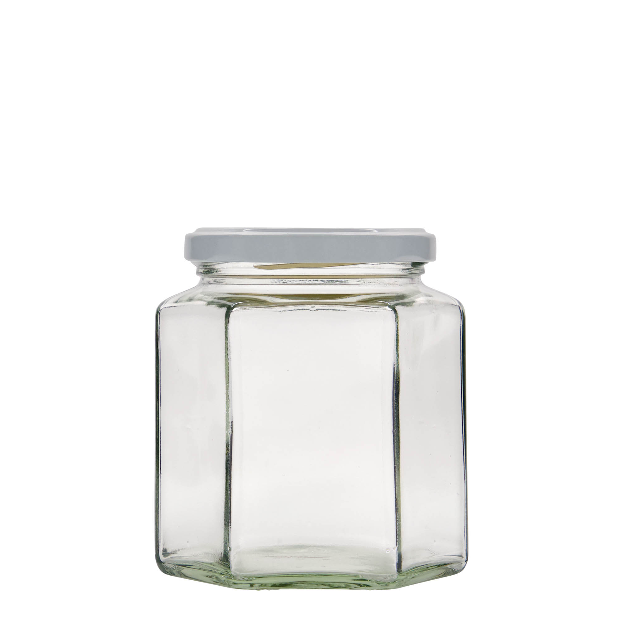 Frasco hexagonal de 390 ml, abertura: Twist-Off (TO 70) Frasco hexagonal de 390 ml, abertura: Twist-Off (TO 70)