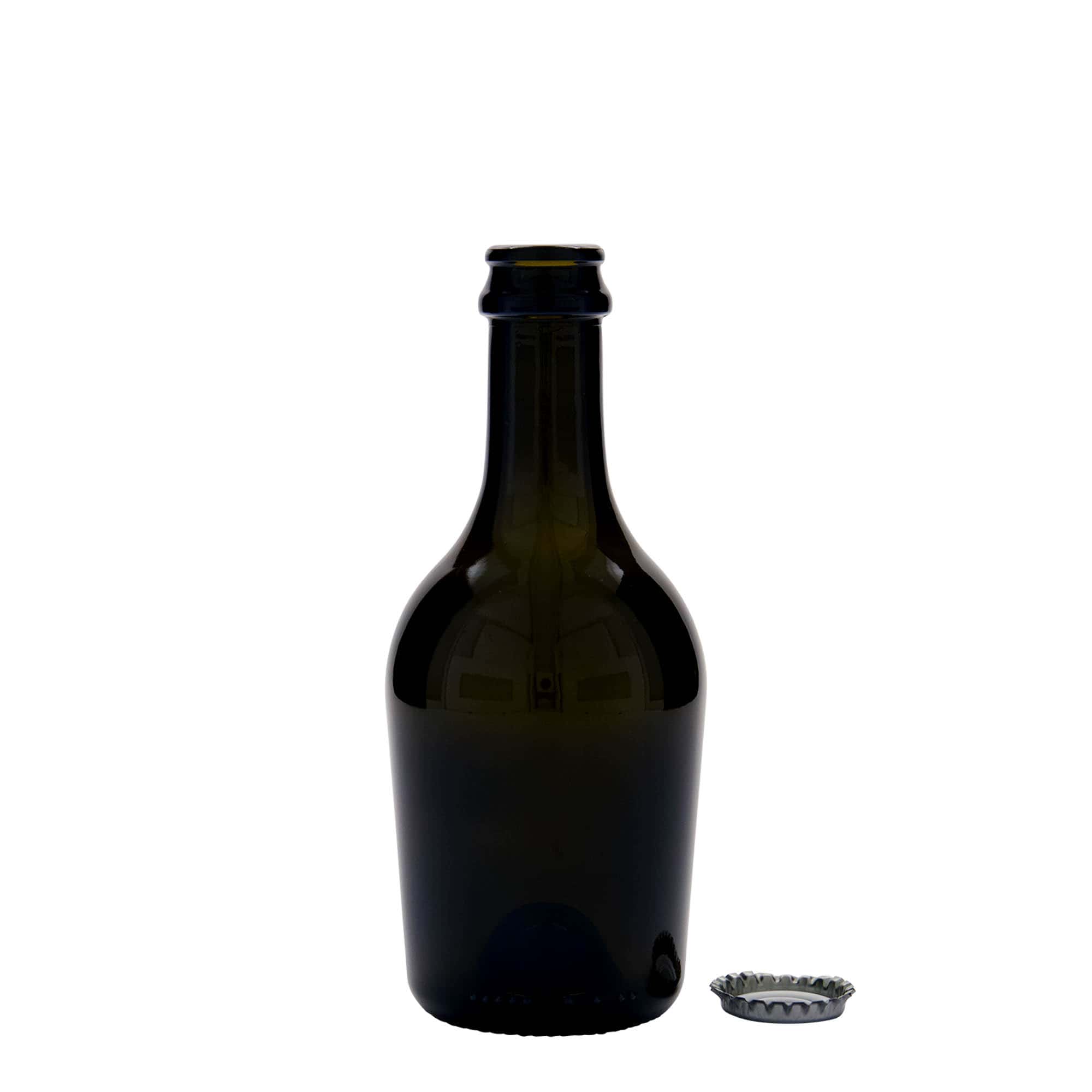 330 ml garrafa de cerveja/champanhe 'Butterfly', vidro, verde antigo, boca: tampa de coroa