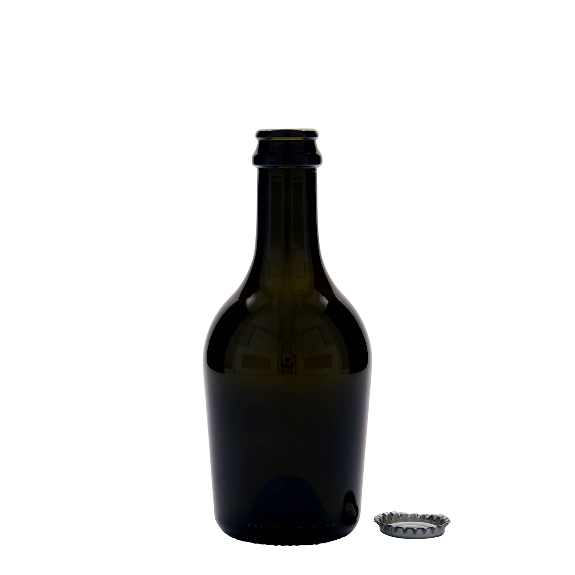 330 ml garrafa de cerveja/champanhe 'Butterfly', vidro, verde antigo, boca: tampa de coroa