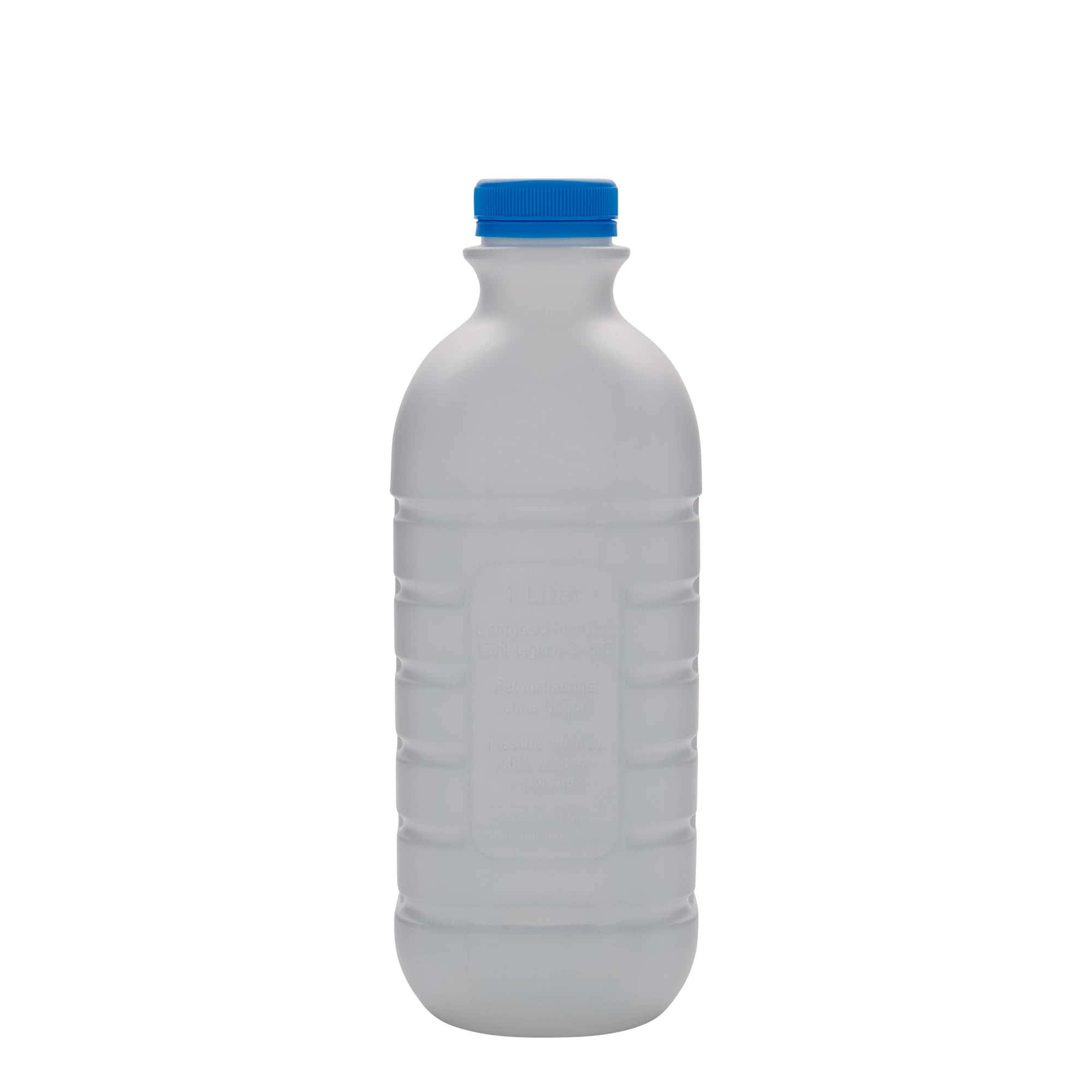 1.000 ml garrafa de leite, retangular, plástico HDPE, branca, abertura: PEHD40